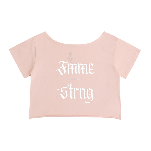 Off-Shoulder Rolled Hem Cotton Crop Tee ✨ 🖤 🌸