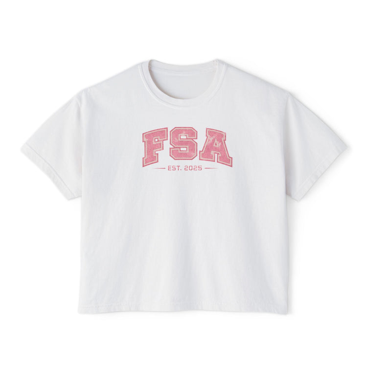 Pink collegiate boxy tee