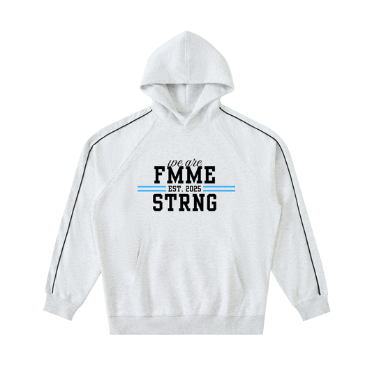 🍑🤍 Contrast Piping Raglan Hoodie — Heather White & Apricot 🤍🍑