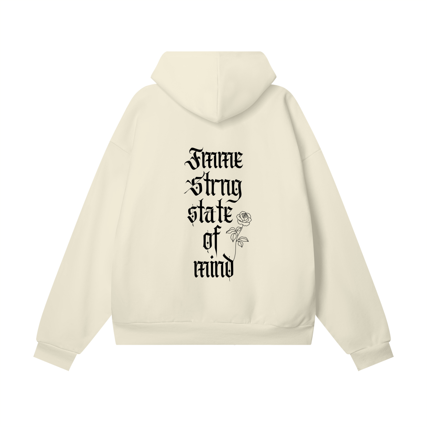 Heavyweight Hidden Pocket Fleece Hoodie: Fmme Strng State of Mind (White/ Cream) ✨