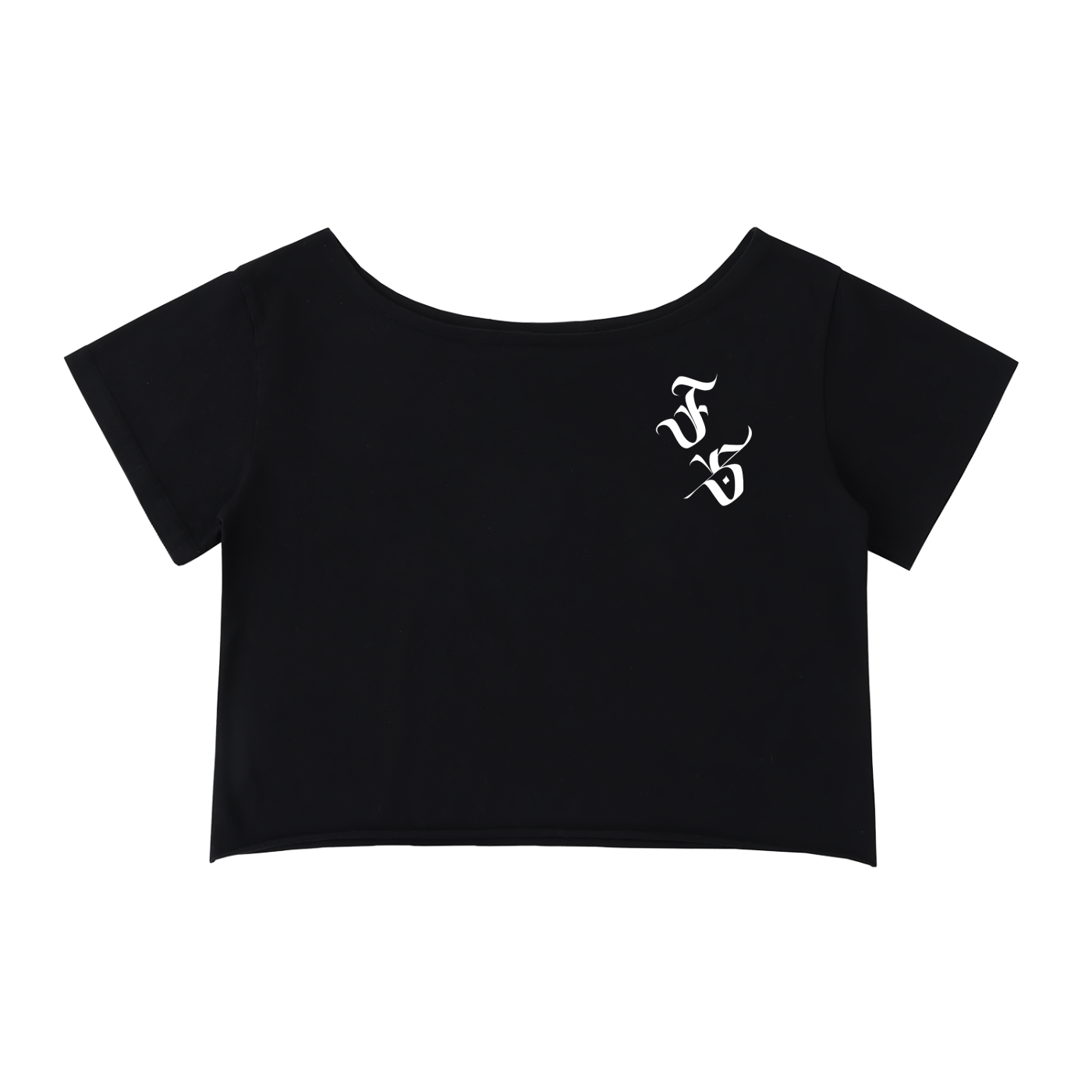 Off-Shoulder Rolled Hem Cotton Crop Tee ✨ 🖤 🌸