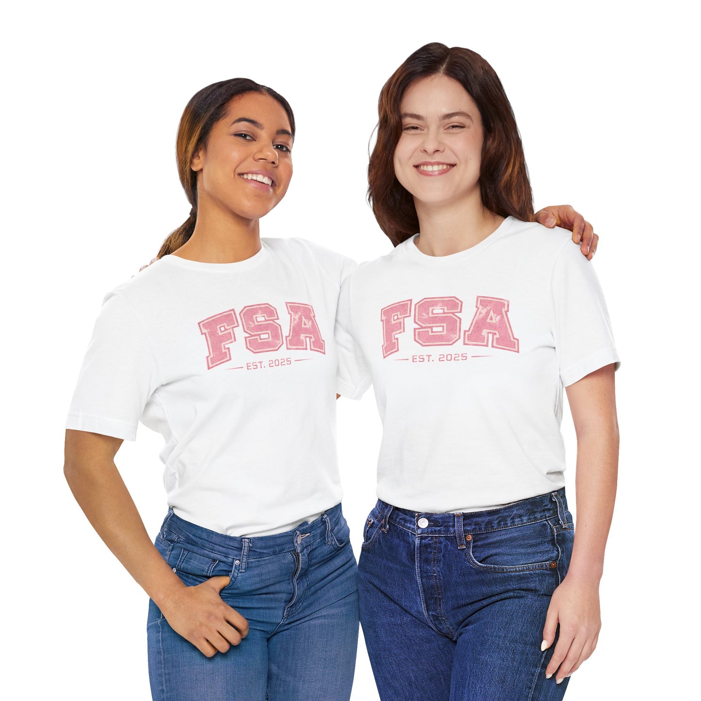 FSA Vintage Varsity Tee — Est. 2025 Pink College Shirt