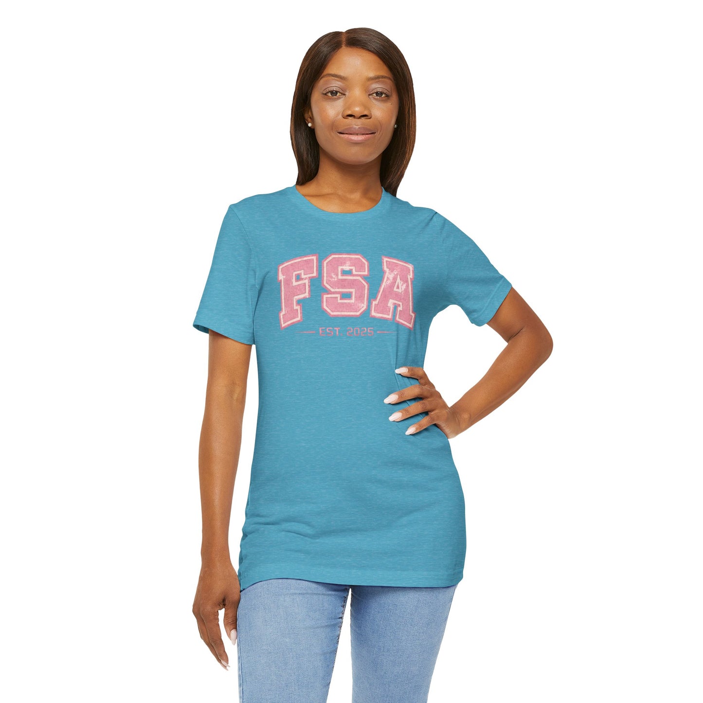 FSA Vintage Varsity Tee — Est. 2025 Pink College Shirt