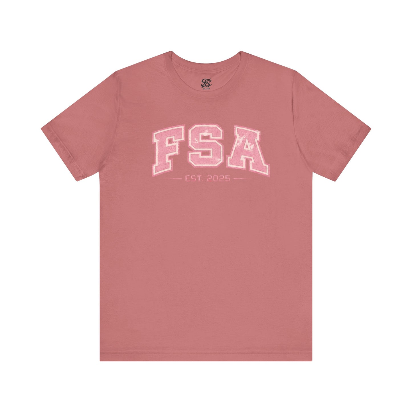FSA Vintage Varsity Tee — Est. 2025 Pink College Shirt