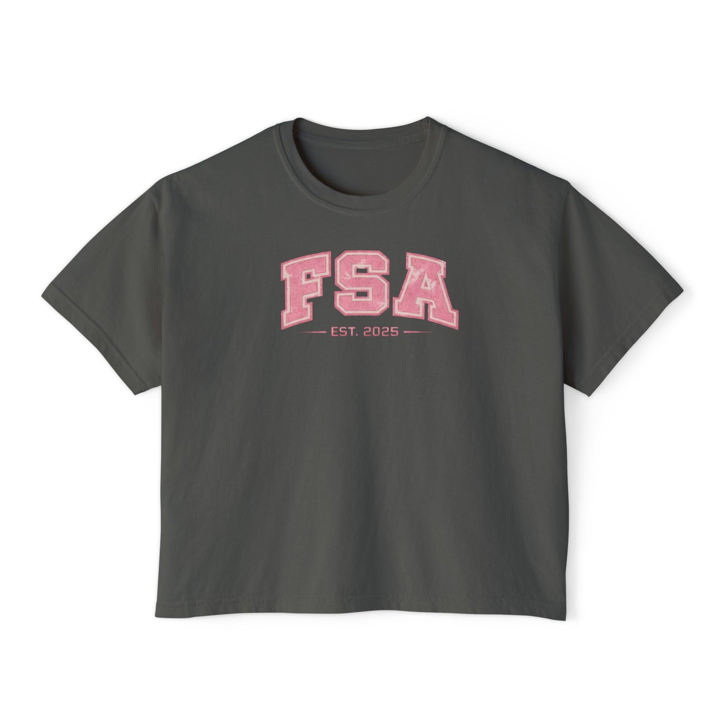 FSA Pink Collegiate Boxy Tee — Women's Casual Crop T-Shirt