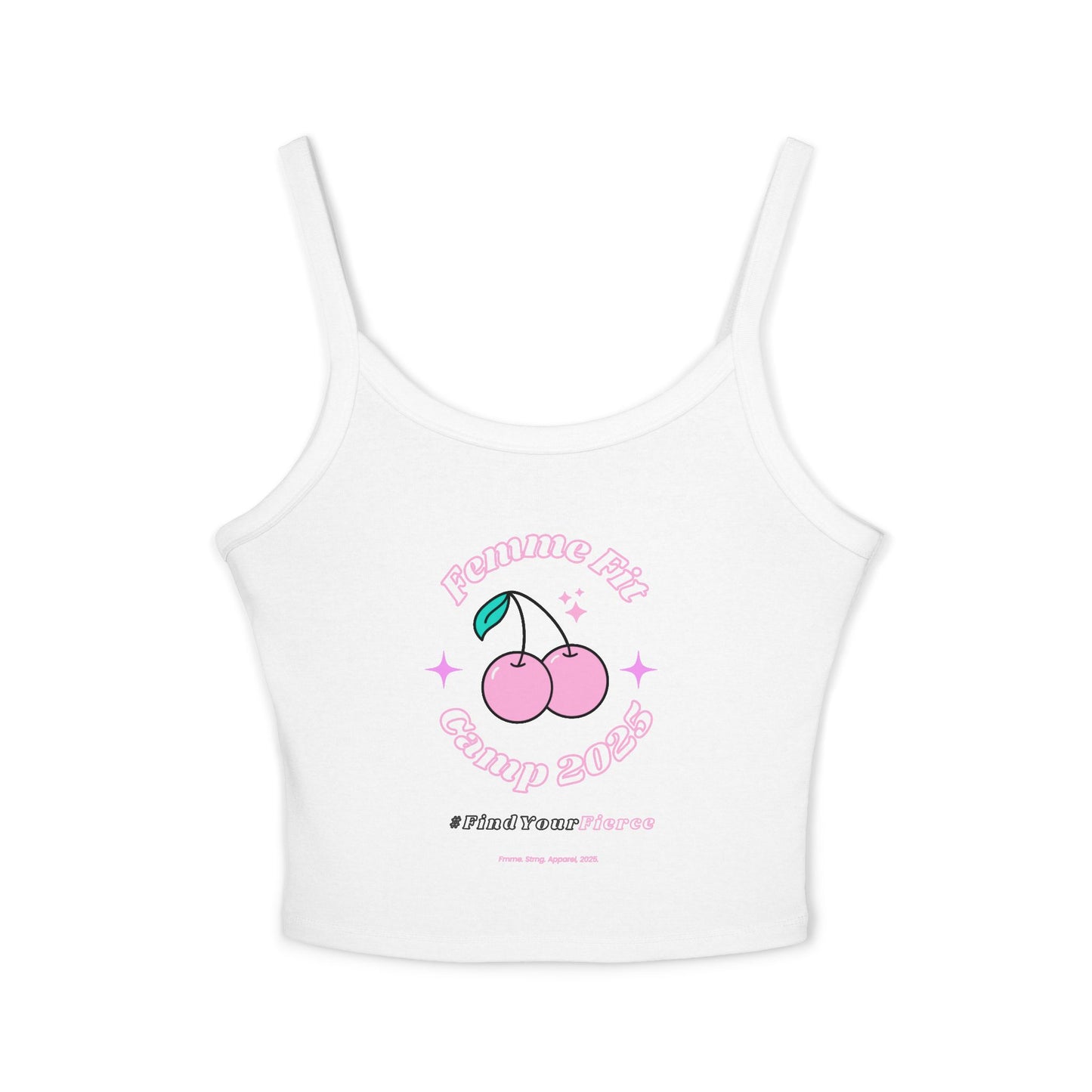 Femme Fit Camp Spaghetti Strap Tank - Light Pink Cherry Summer Pop  🍒