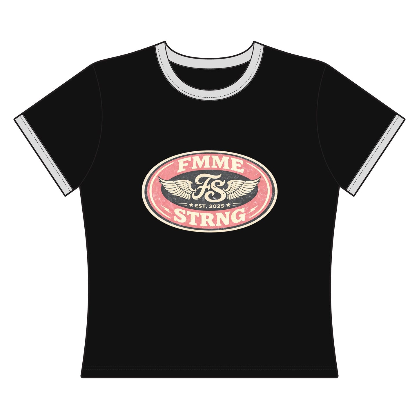 Fmme Strng Varsity Ringer Crop Tee 🏁