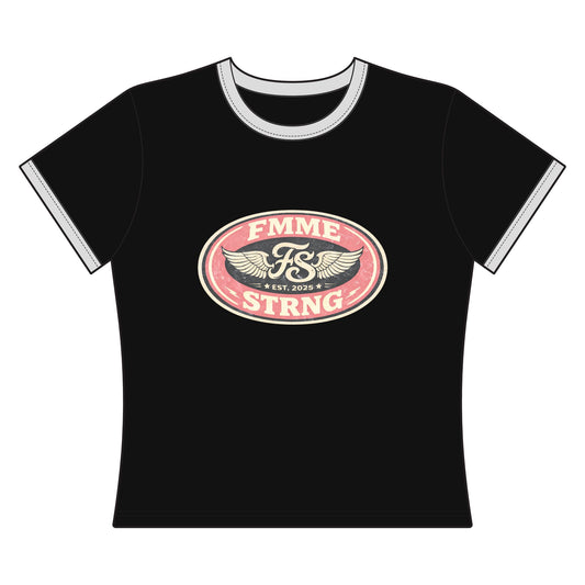 Fmme Strng Varsity Ringer Crop Tee 🏁