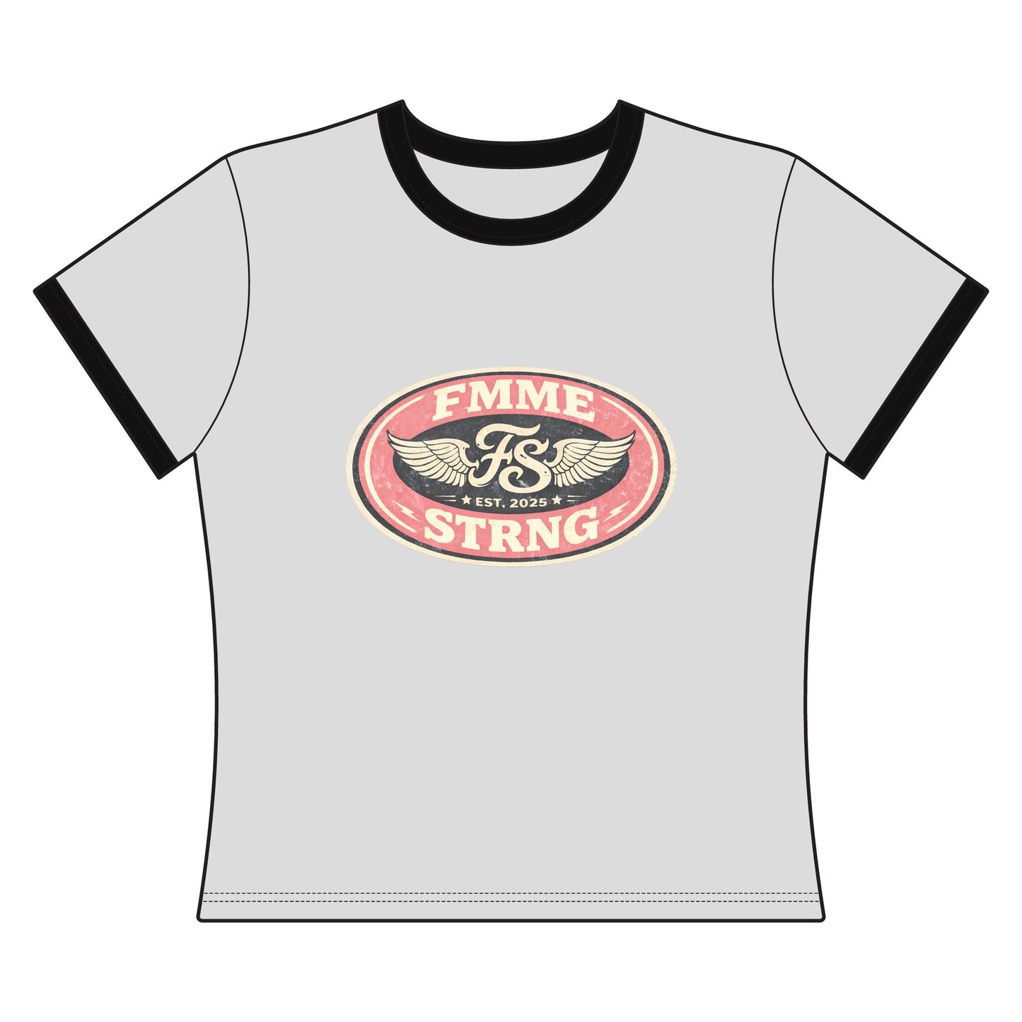 Fmme Strng Varsity Ringer Crop Tee 🏁
