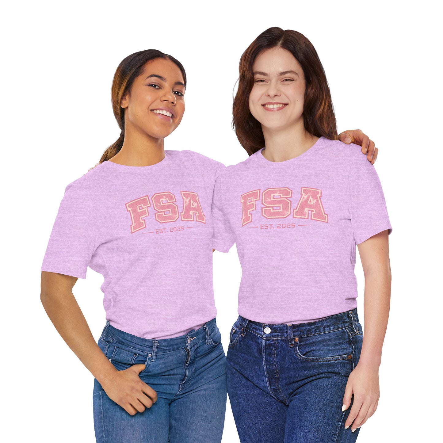 FSA Vintage Varsity Tee — Est. 2025 Pink College Shirt