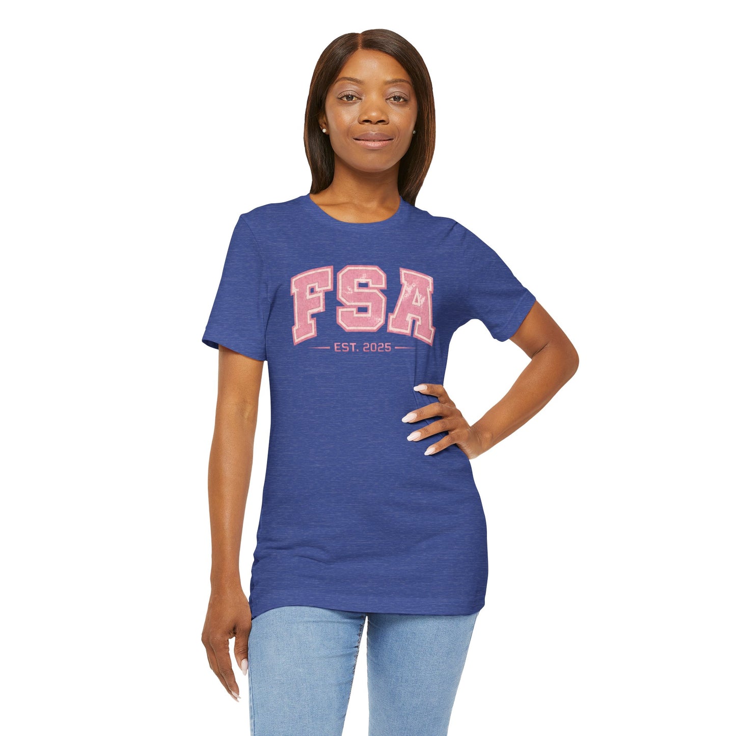 FSA Vintage Varsity Tee — Est. 2025 Pink College Shirt