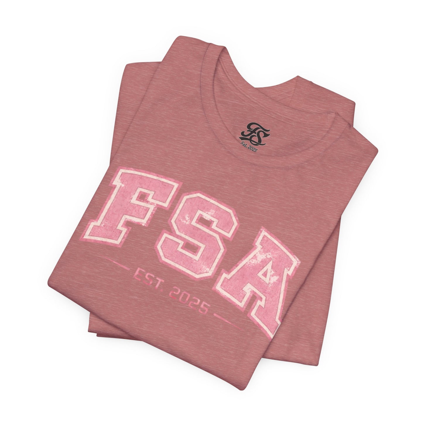 FSA Vintage Varsity Tee — Est. 2025 Pink College Shirt