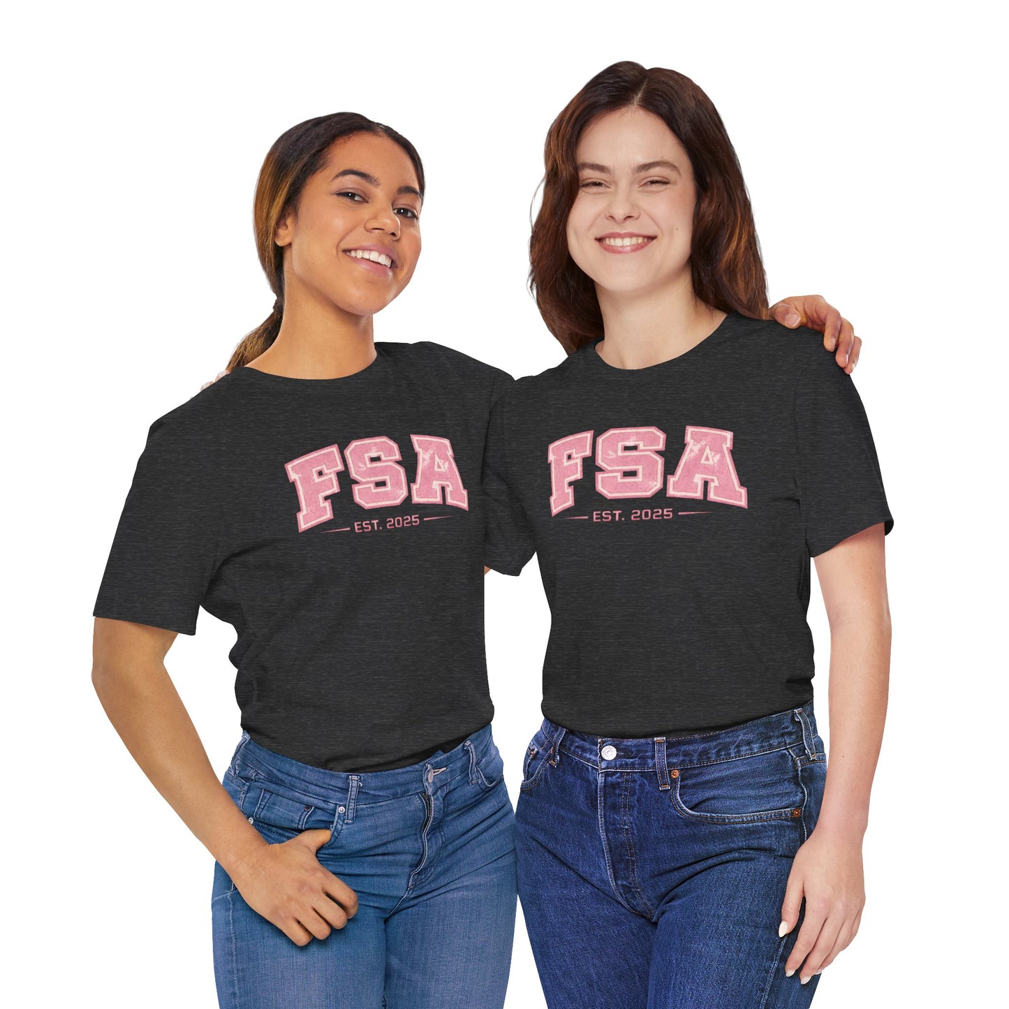 FSA Vintage Varsity Tee — Est. 2025 Pink College Shirt