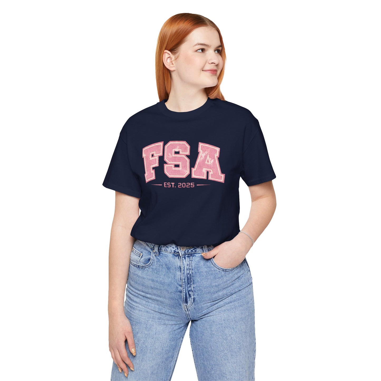 FSA Vintage Varsity Tee — Est. 2025 Pink College Shirt