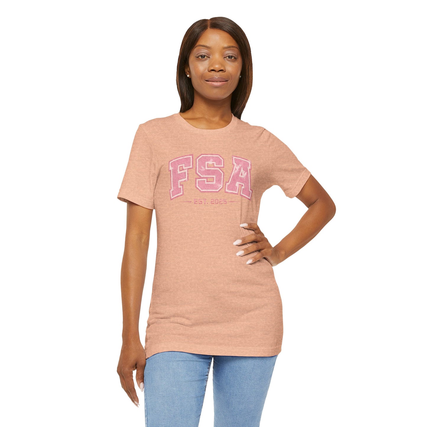 FSA Vintage Varsity Tee — Est. 2025 Pink College Shirt