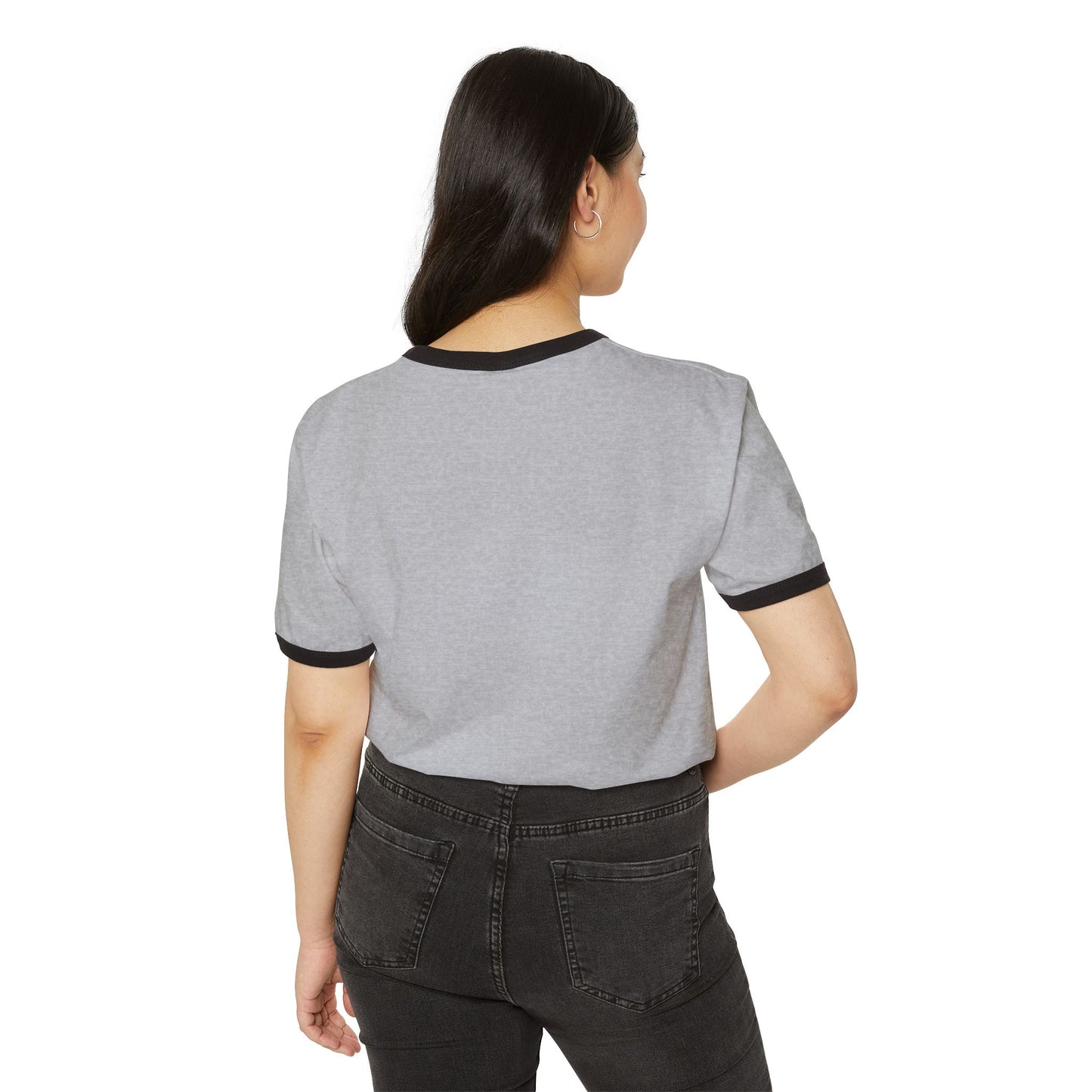 Femme Strong Ringer Tee — Vintage Winged Badge Graphic