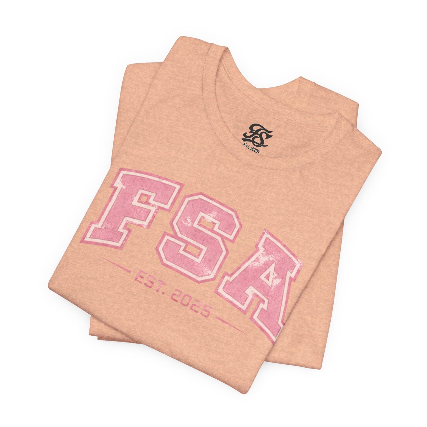 FSA Vintage Varsity Tee — Est. 2025 Pink College Shirt