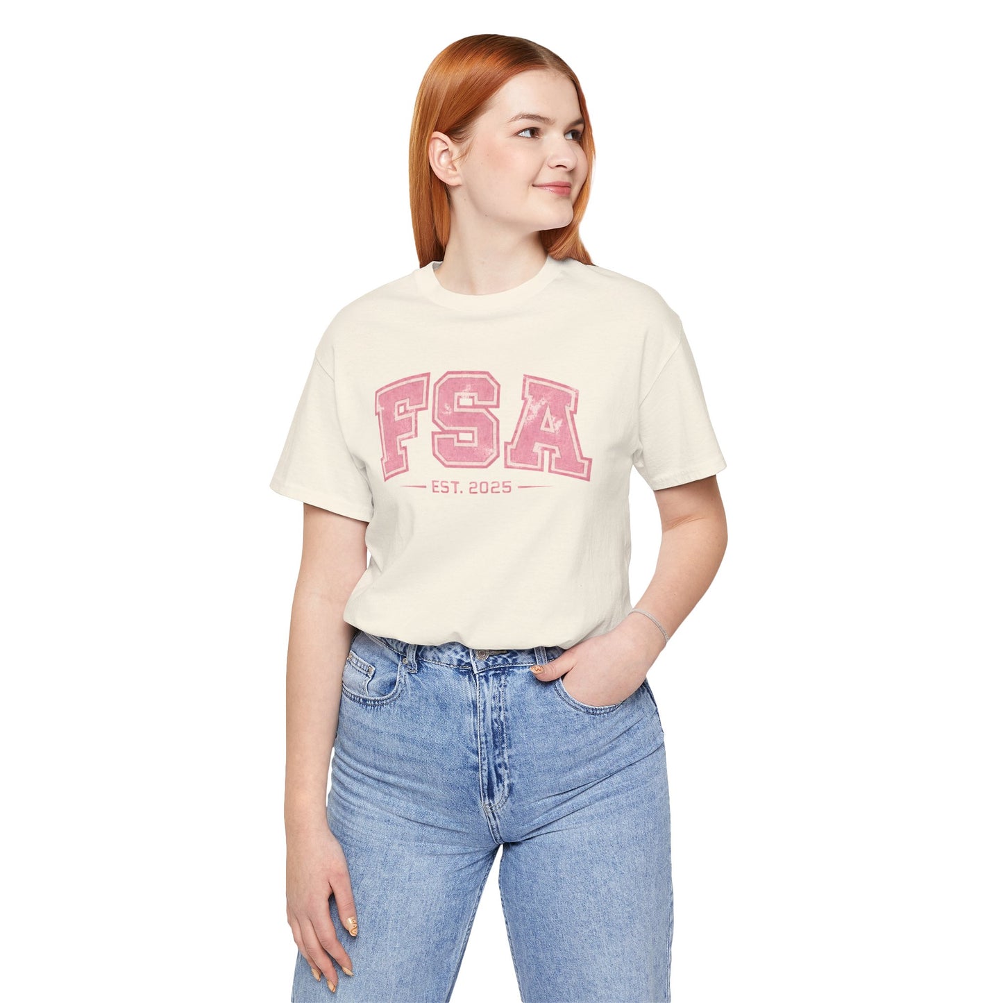 FSA Vintage Varsity Tee — Est. 2025 Pink College Shirt