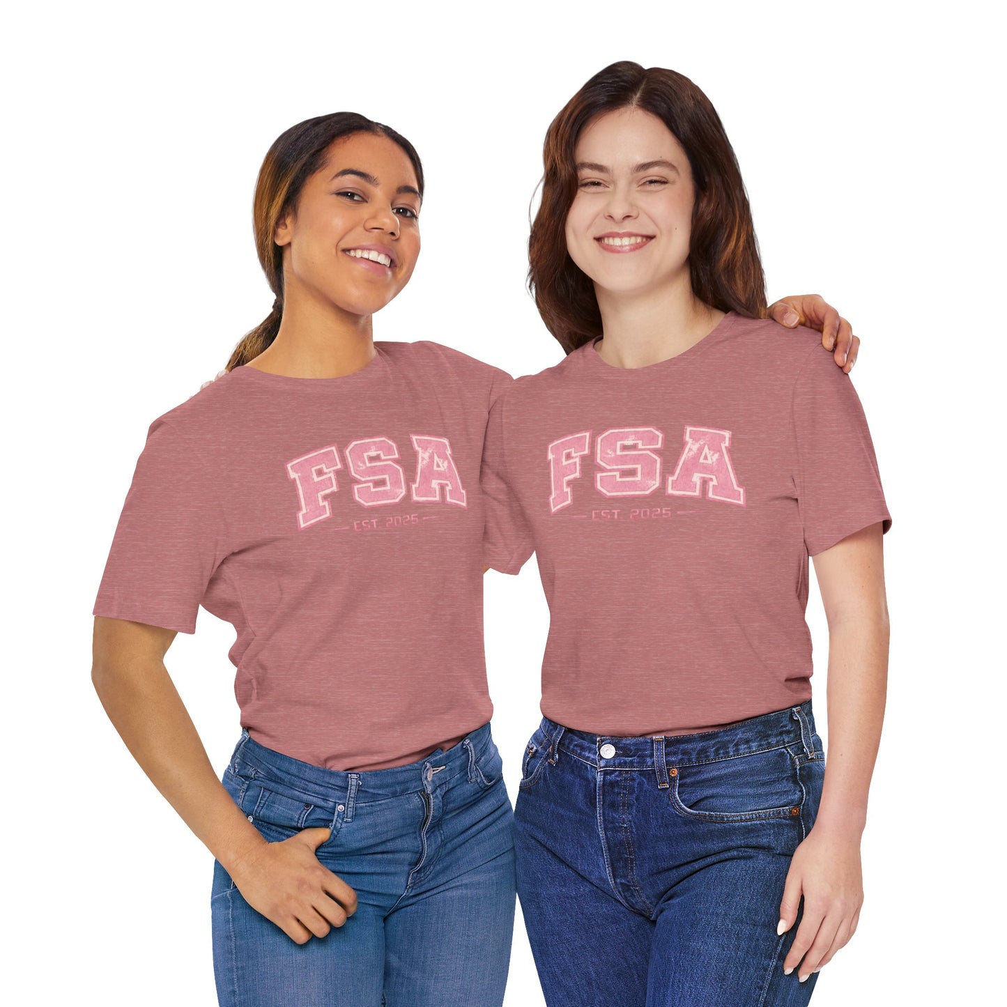 FSA Vintage Varsity Tee — Est. 2025 Pink College Shirt