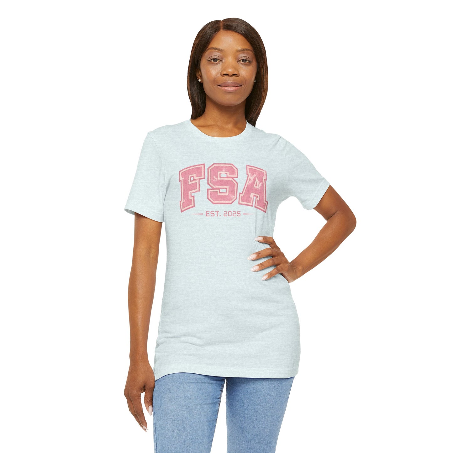 FSA Vintage Varsity Tee — Est. 2025 Pink College Shirt