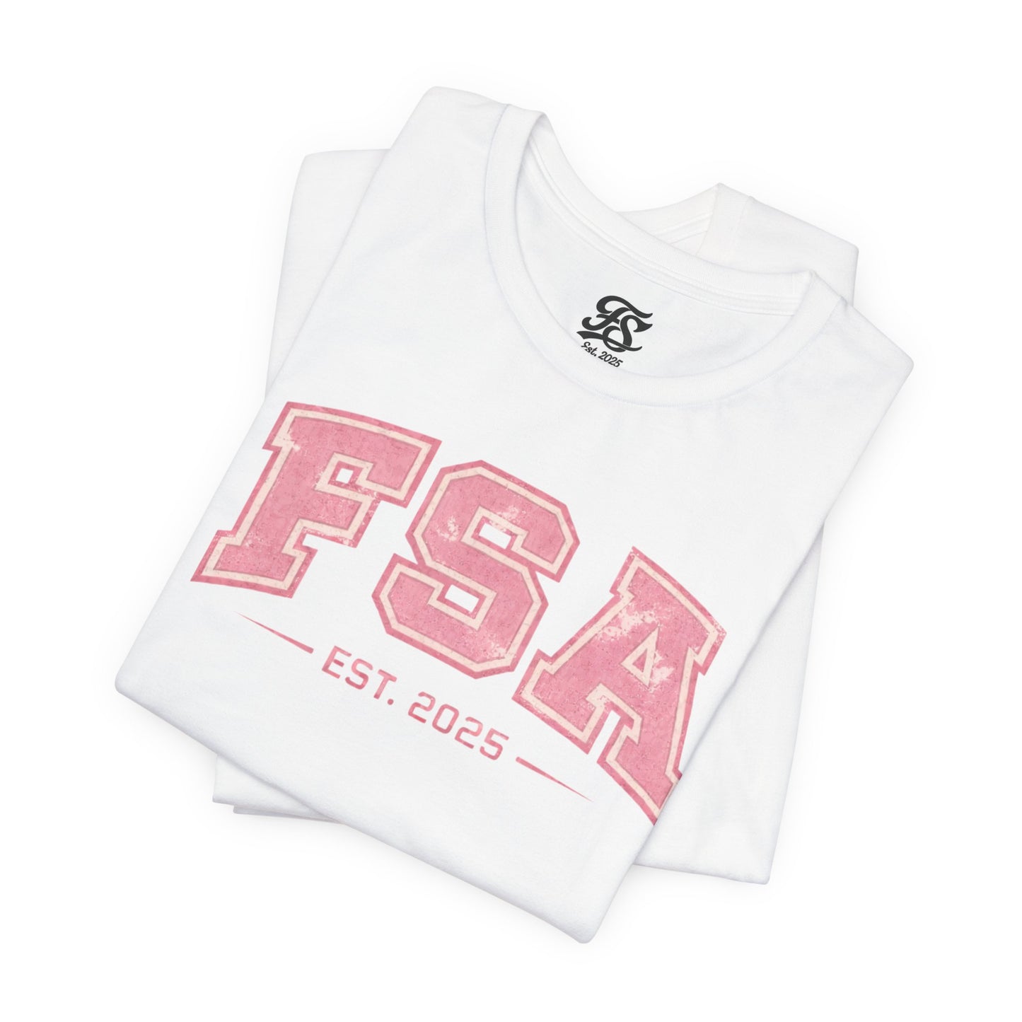 FSA Vintage Varsity Tee — Est. 2025 Pink College Shirt