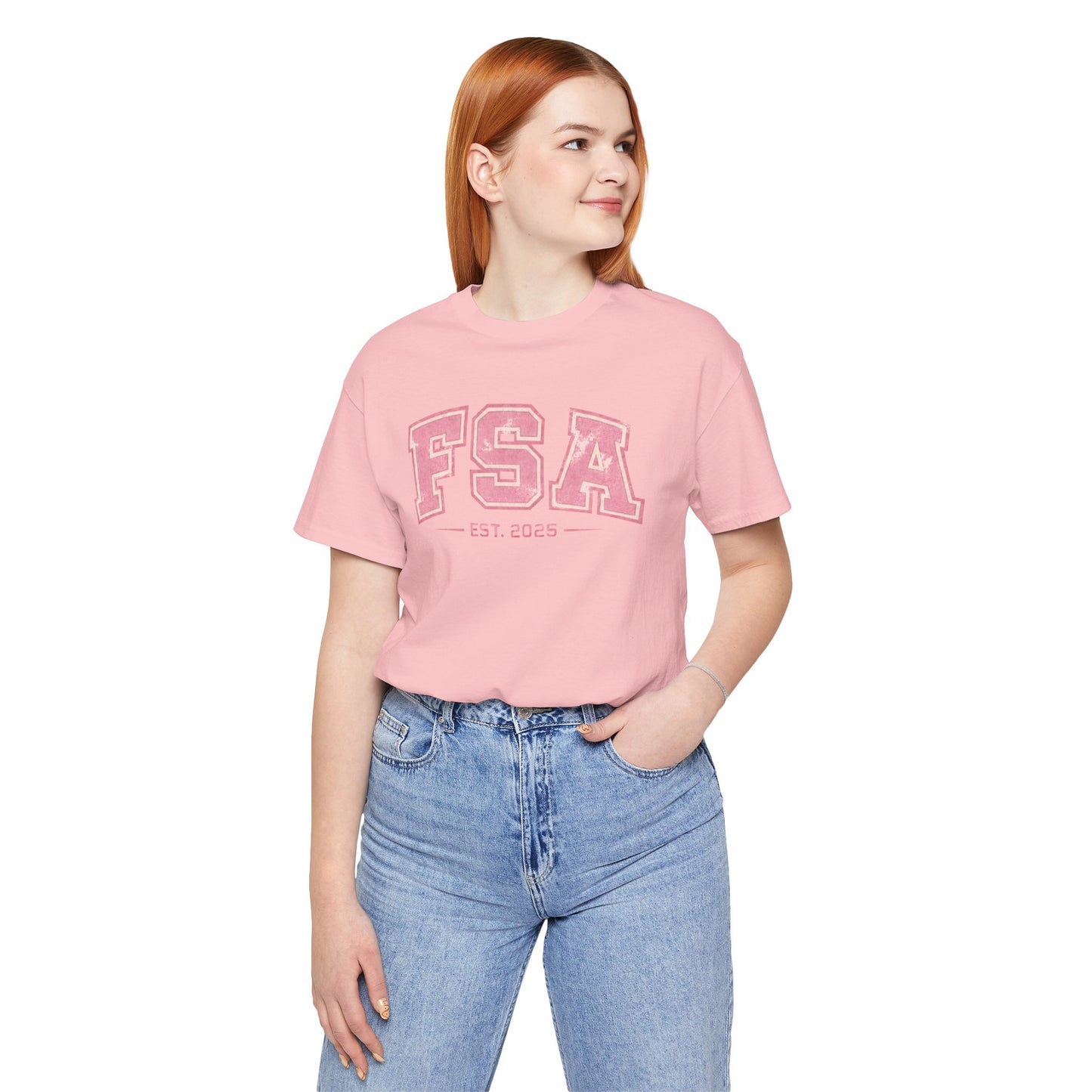 FSA Vintage Varsity Tee — Est. 2025 Pink College Shirt