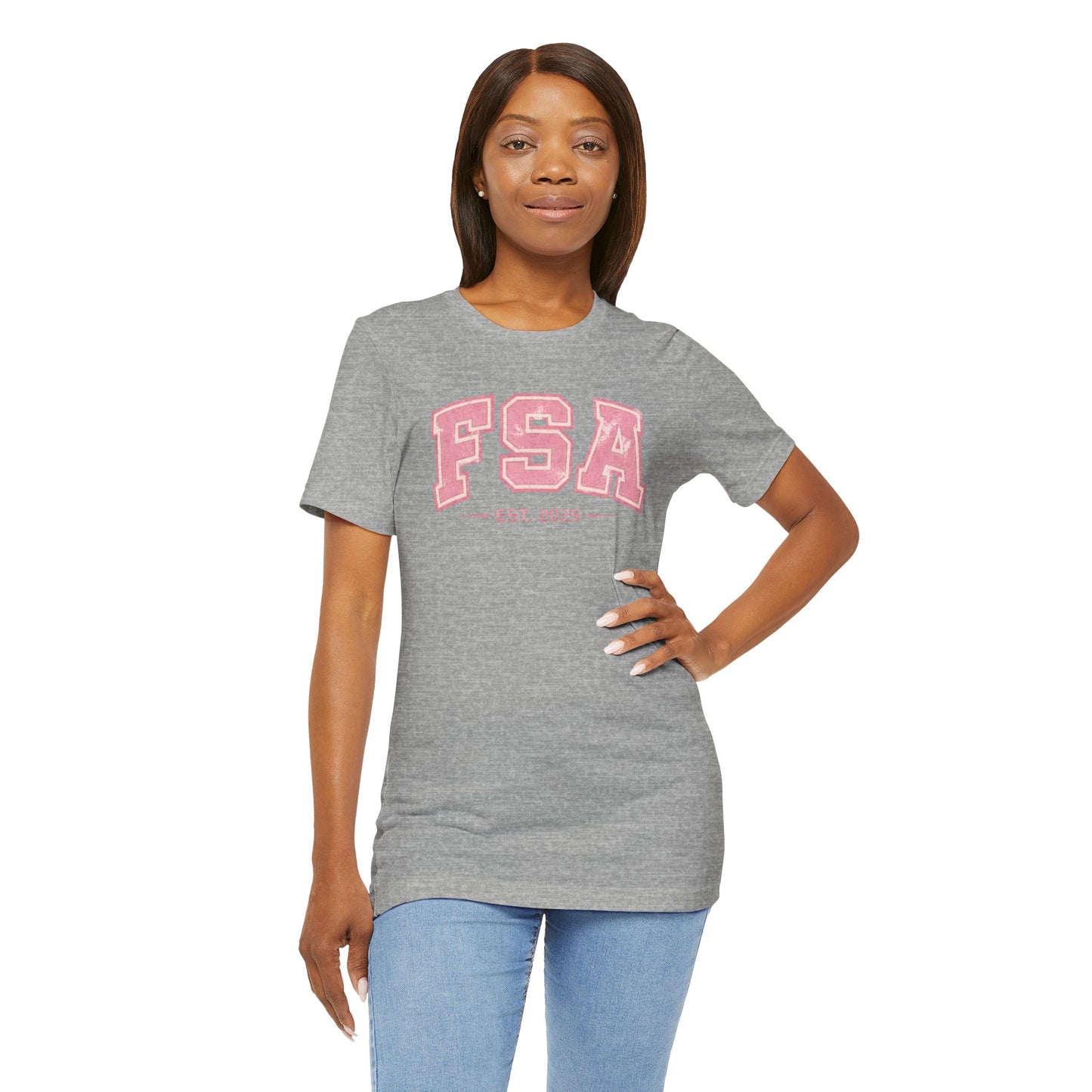 FSA Vintage Varsity Tee — Est. 2025 Pink College Shirt