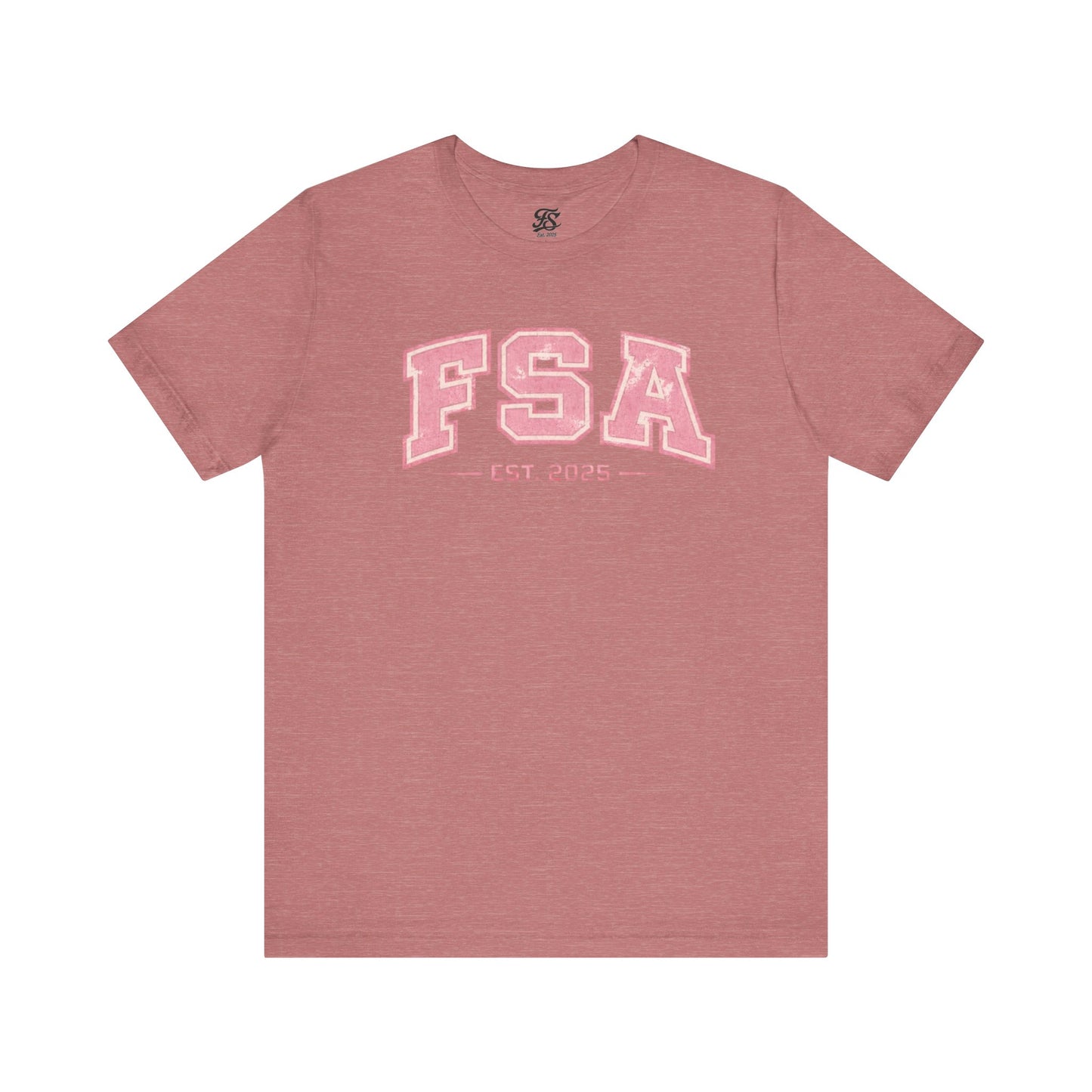FSA Vintage Varsity Tee — Est. 2025 Pink College Shirt