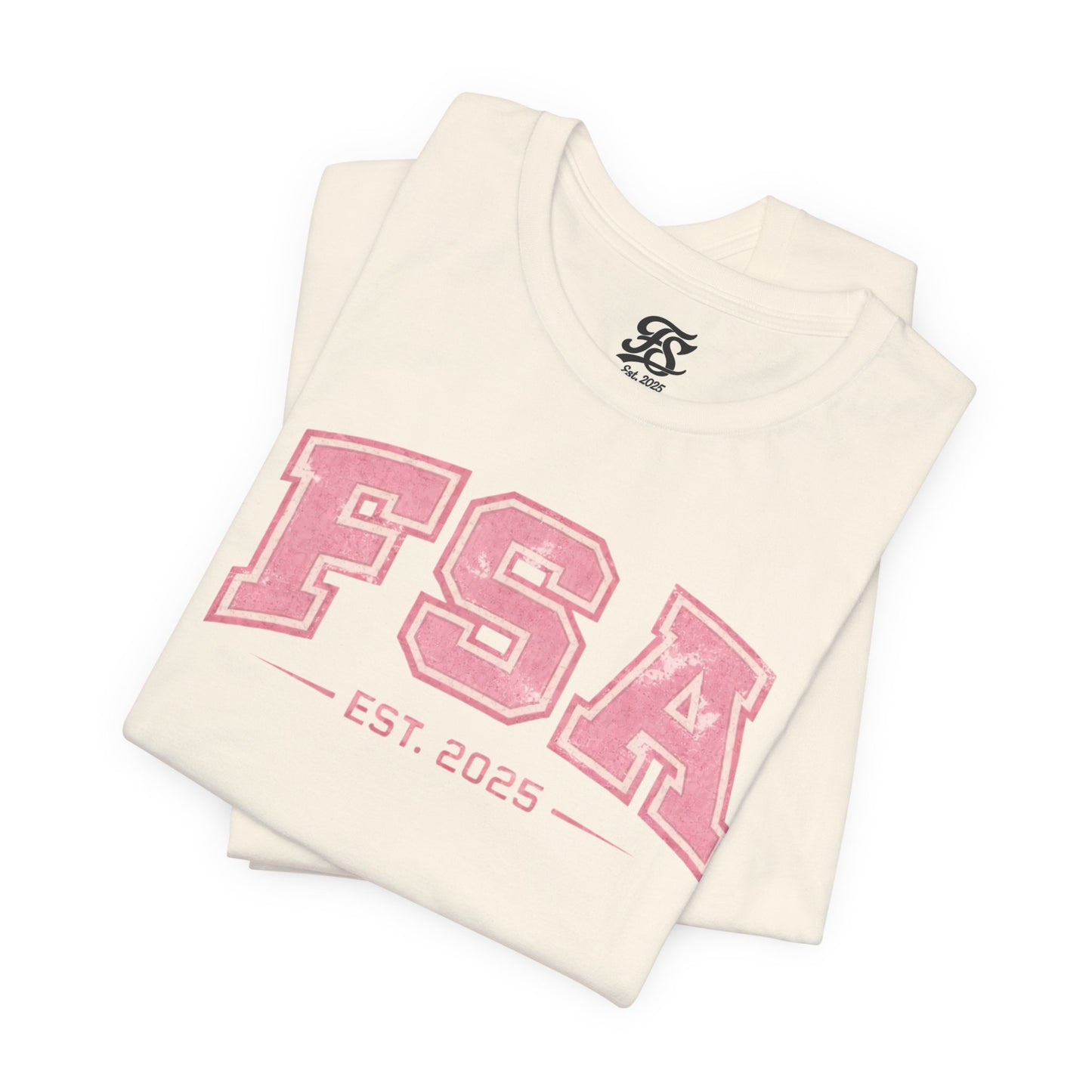 FSA Vintage Varsity Tee — Est. 2025 Pink College Shirt