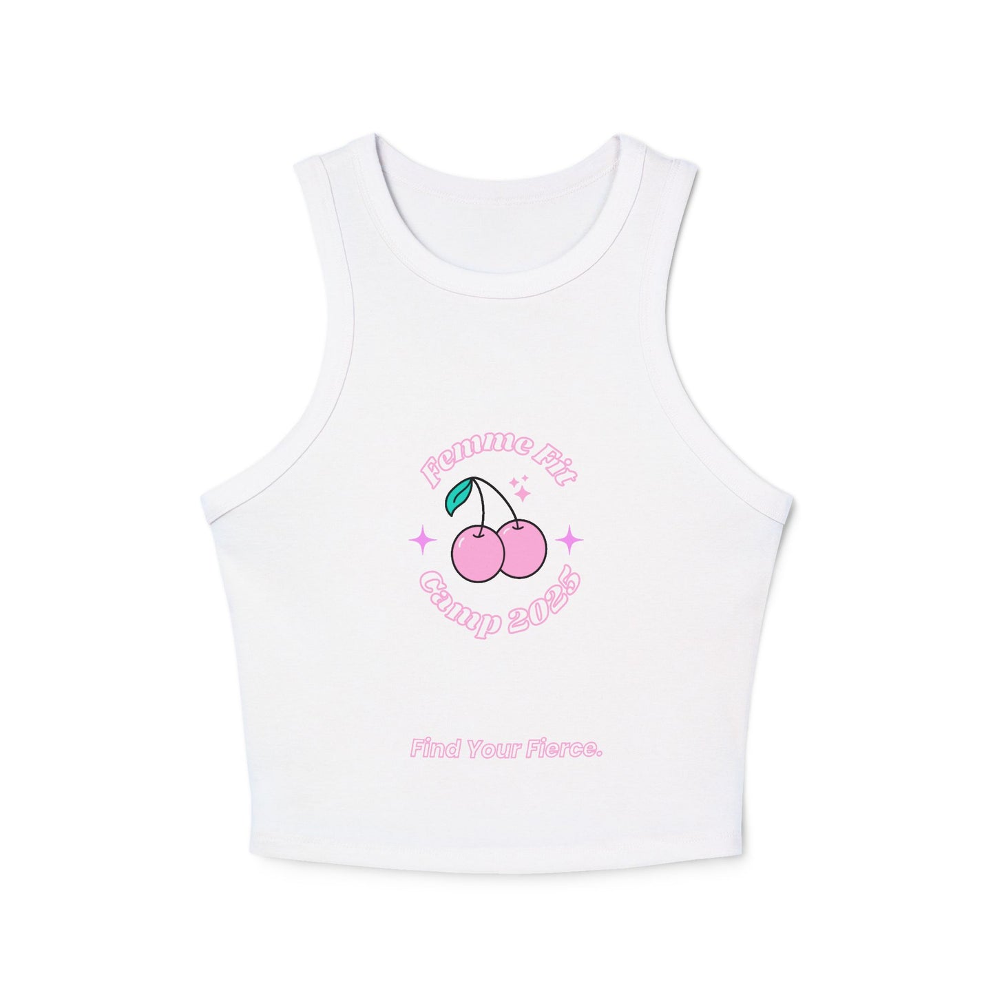 🍒 “Fmme Fit Camp” Cherry Crop Racerback Rib Tank 💖✨