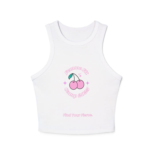 🍒 “Fmme Fit Camp” Cherry Crop Racerback Rib Tank 💖✨