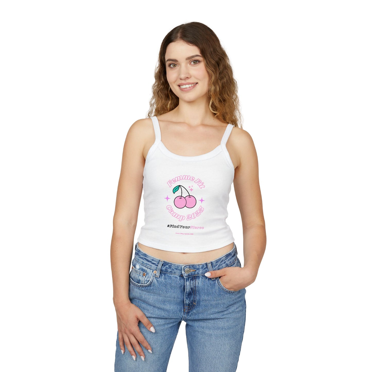 Femme Fit Camp Spaghetti Strap Tank - Light Pink Cherry Summer Pop  🍒