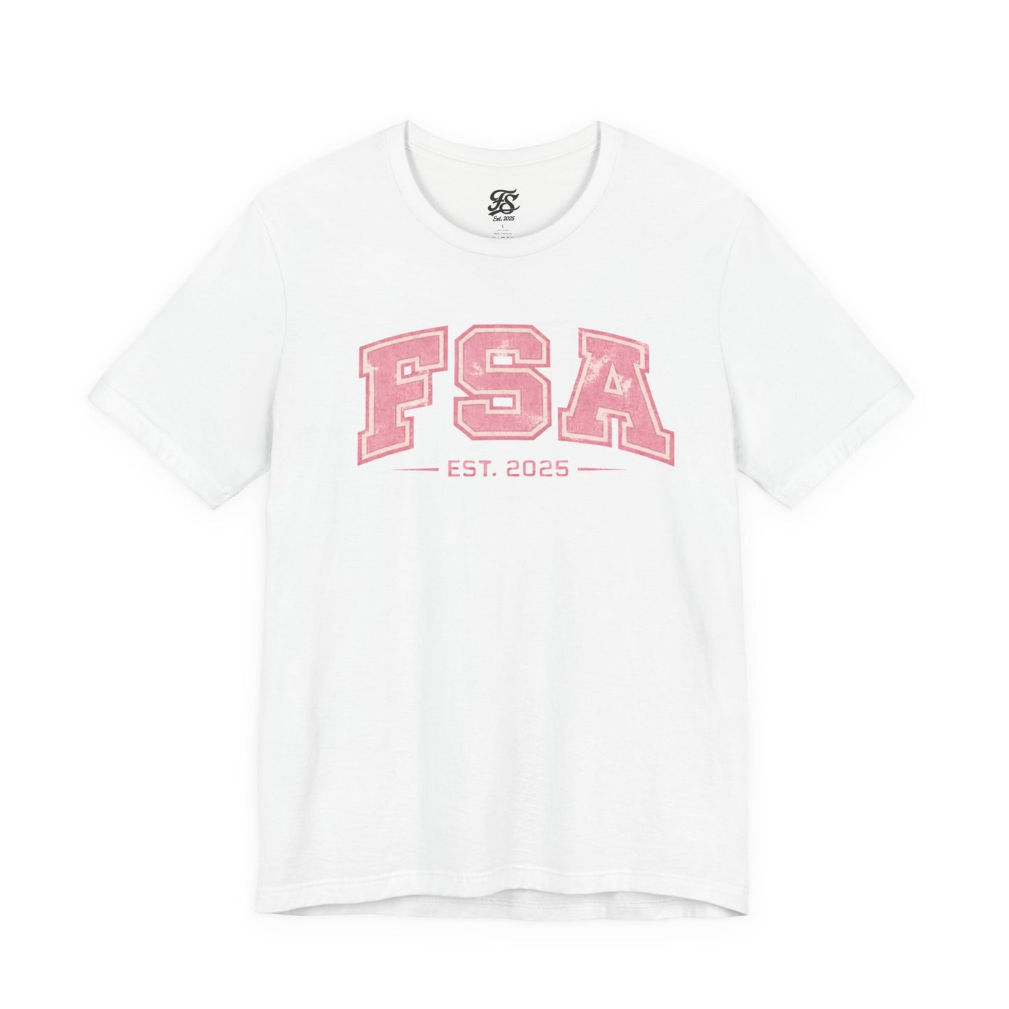FSA Vintage Varsity Tee — Est. 2025 Pink College Shirt