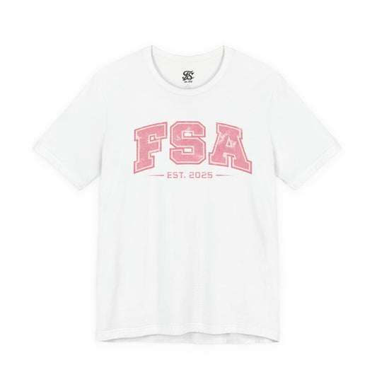 FSA Vintage Varsity Tee — Est. 2025 Pink College Shirt