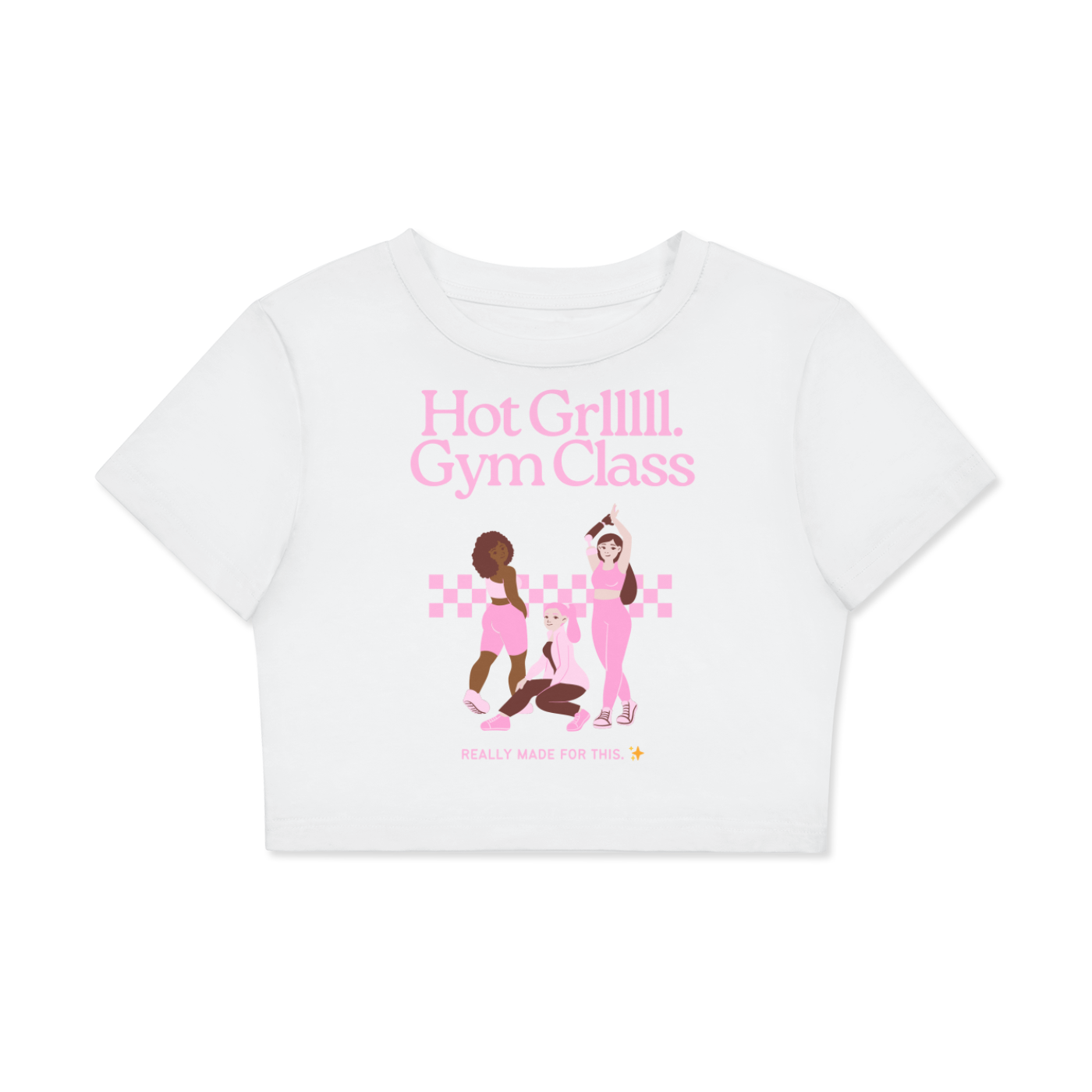 🏋️‍♀️🔥 Fmme Strng™ Femme Fit Camp Alumni “Hot Grlllllll + Gym Class” Crop Tee 💖