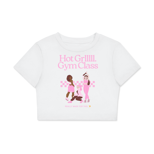 🏋️‍♀️🔥 Fmme Strng™ Femme Fit Camp Alumni “Hot Grlllllll + Gym Class” Crop Tee 💖