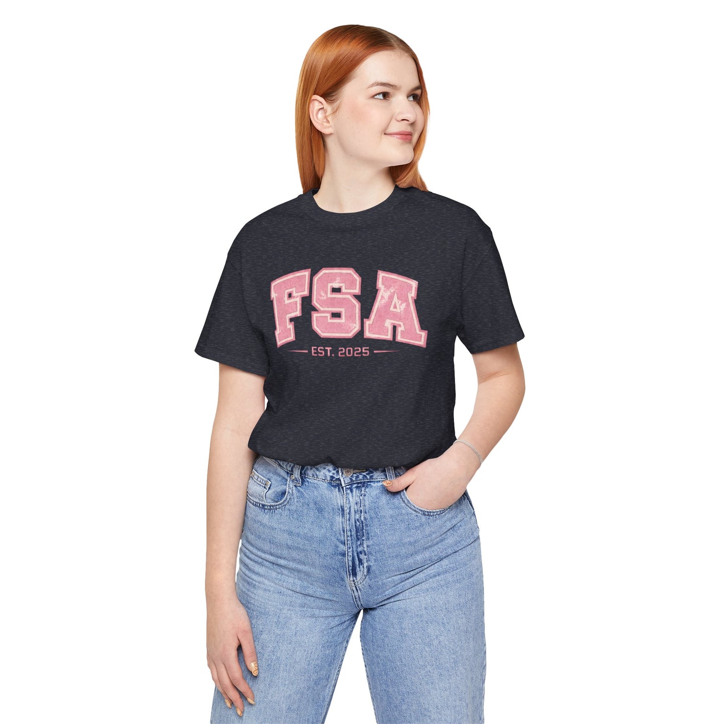 FSA Vintage Varsity Tee — Est. 2025 Pink College Shirt