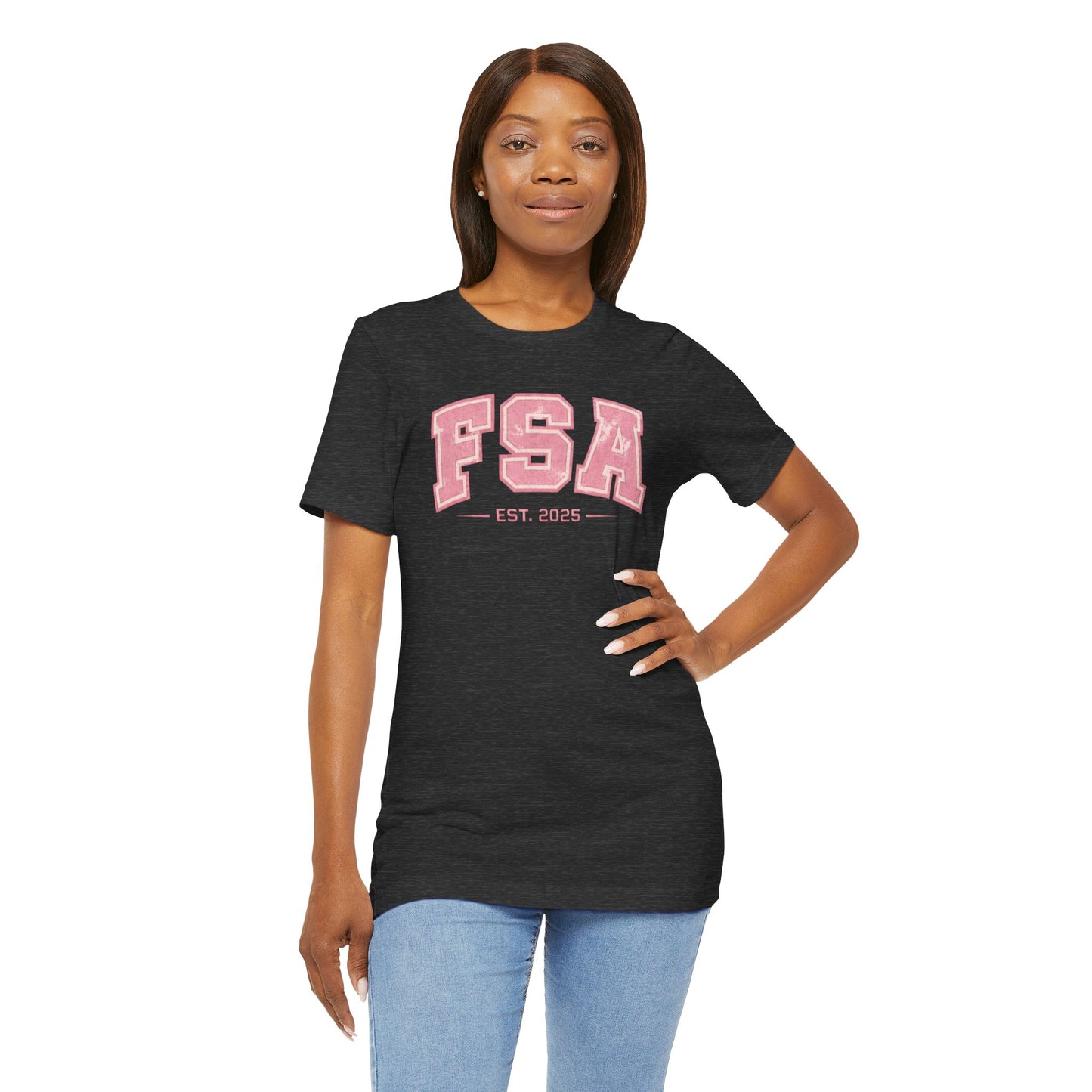 FSA Vintage Varsity Tee — Est. 2025 Pink College Shirt