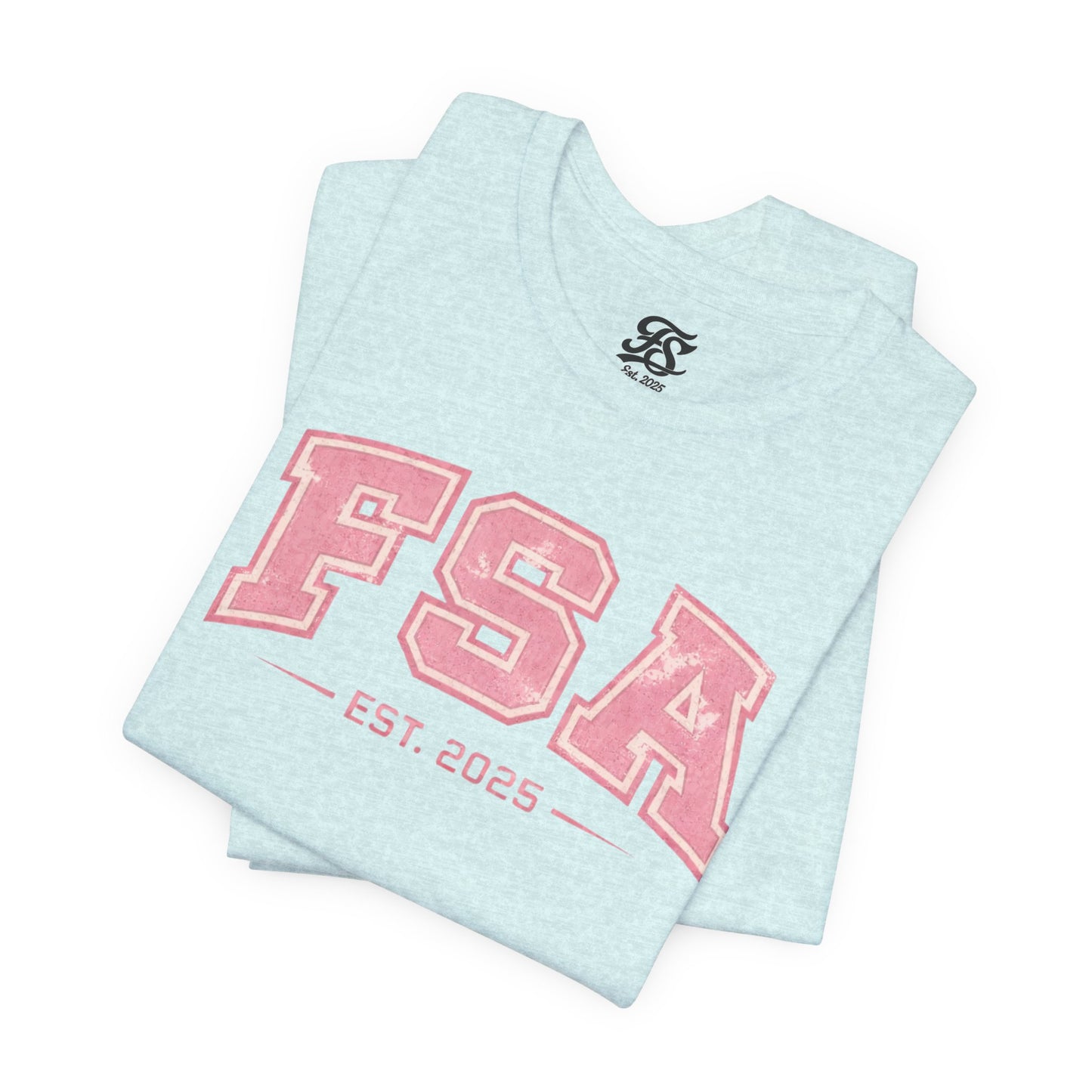 FSA Vintage Varsity Tee — Est. 2025 Pink College Shirt