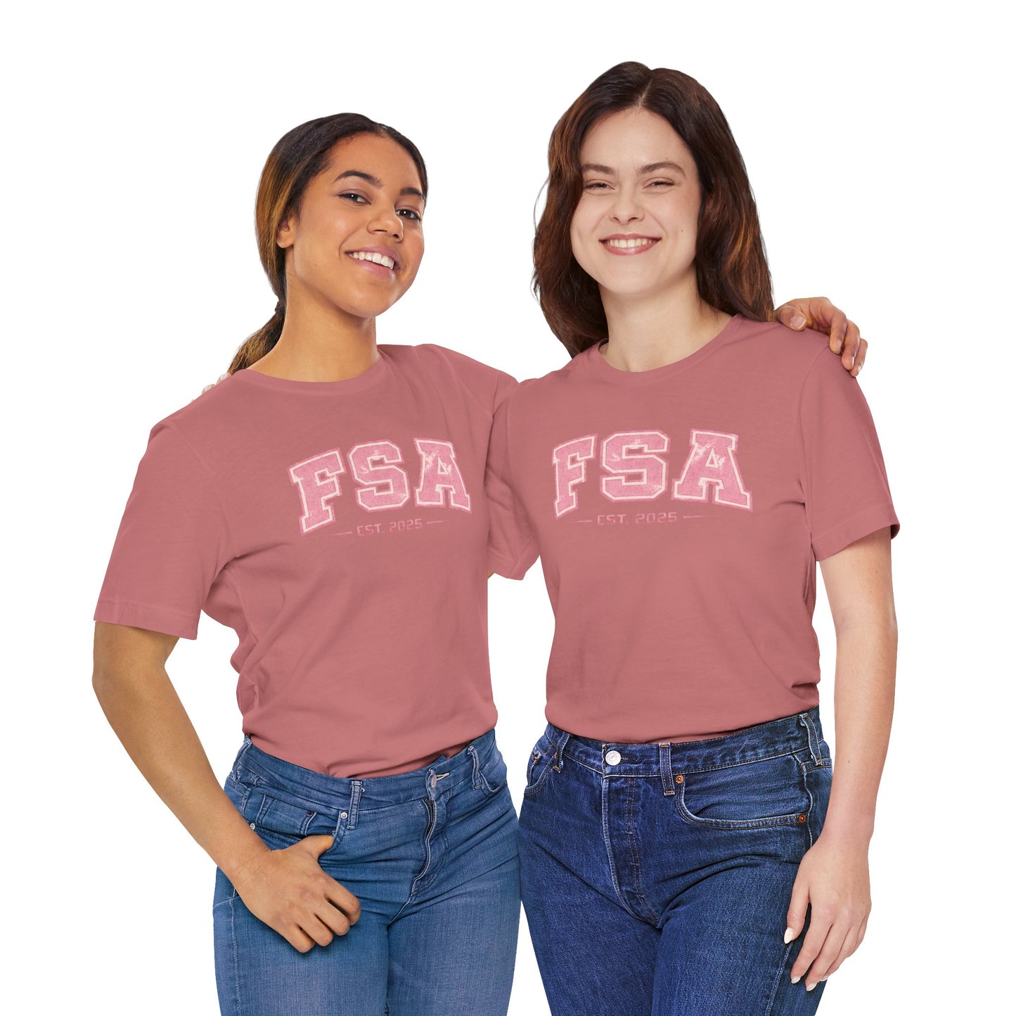 FSA Vintage Varsity Tee — Est. 2025 Pink College Shirt