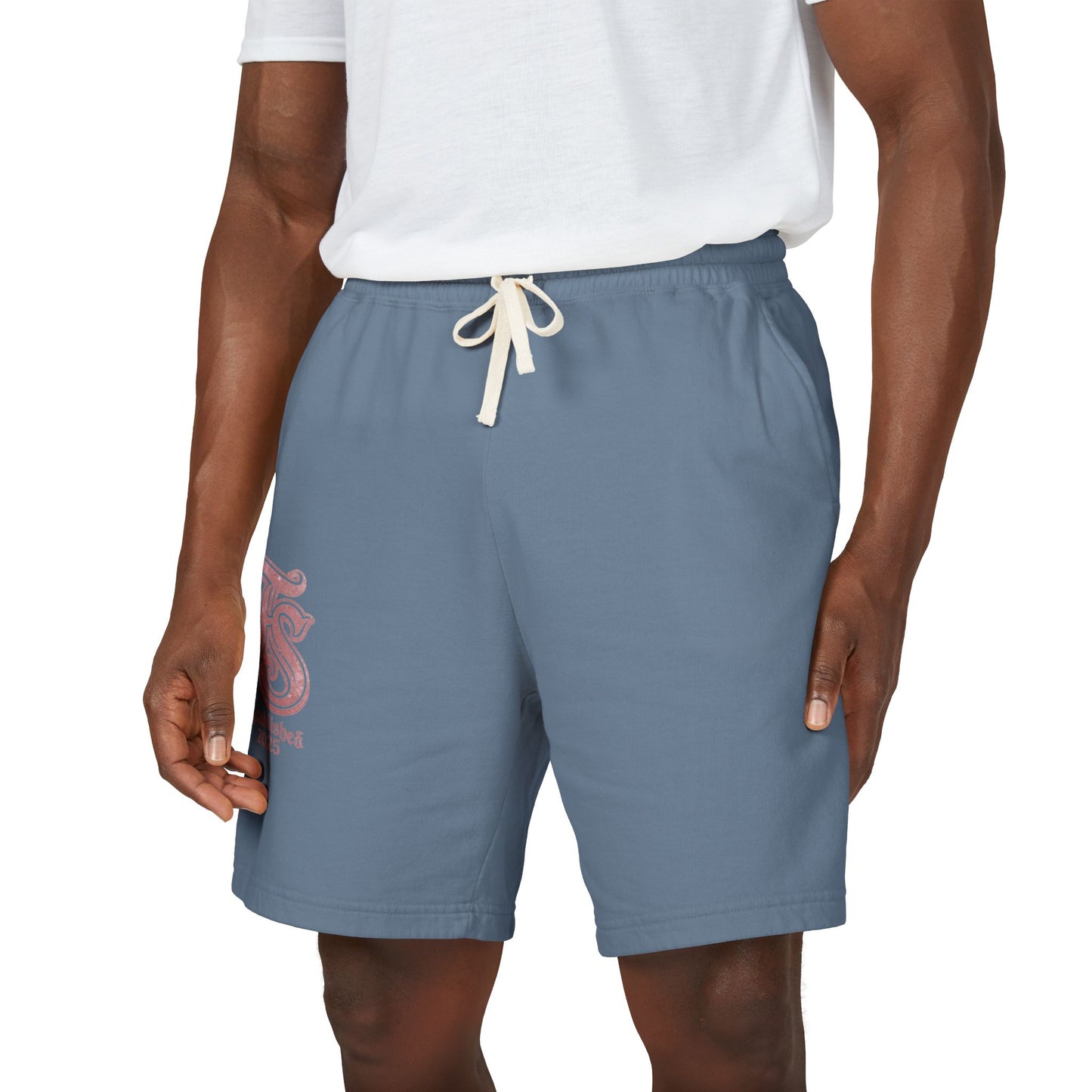 Embroidered Retro Monogram Sweat Shorts — "Established 2023" Lightweight Fleece