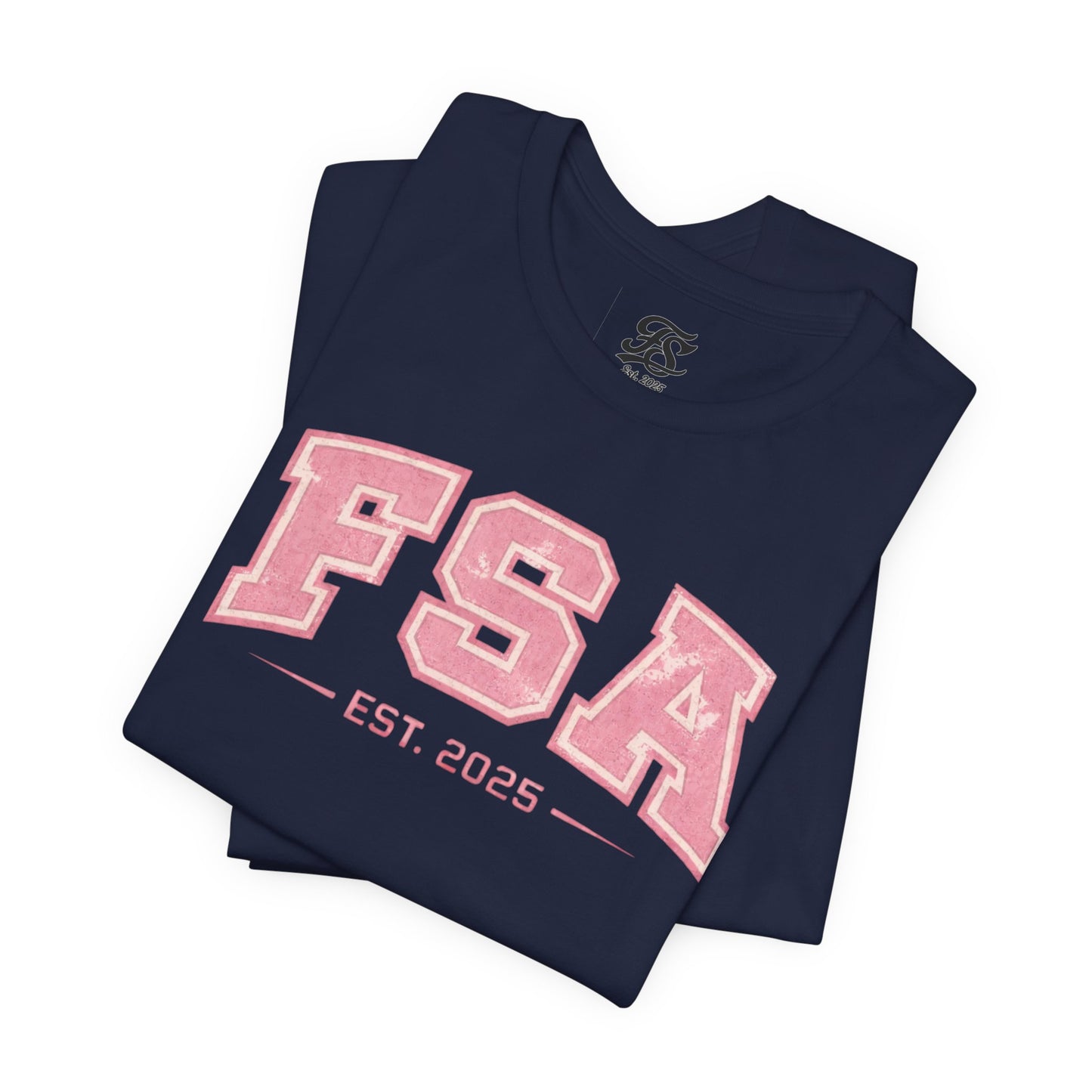 FSA Vintage Varsity Tee — Est. 2025 Pink College Shirt