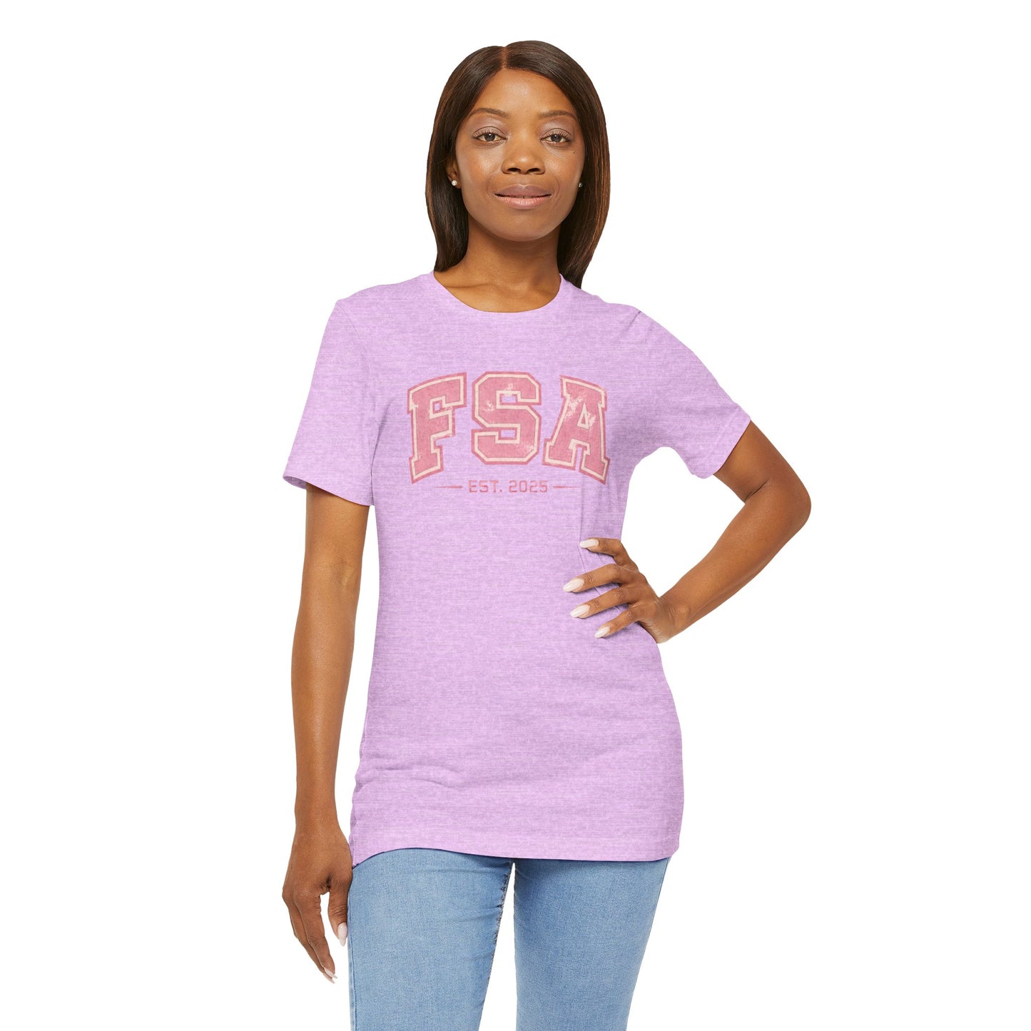 FSA Vintage Varsity Tee — Est. 2025 Pink College Shirt