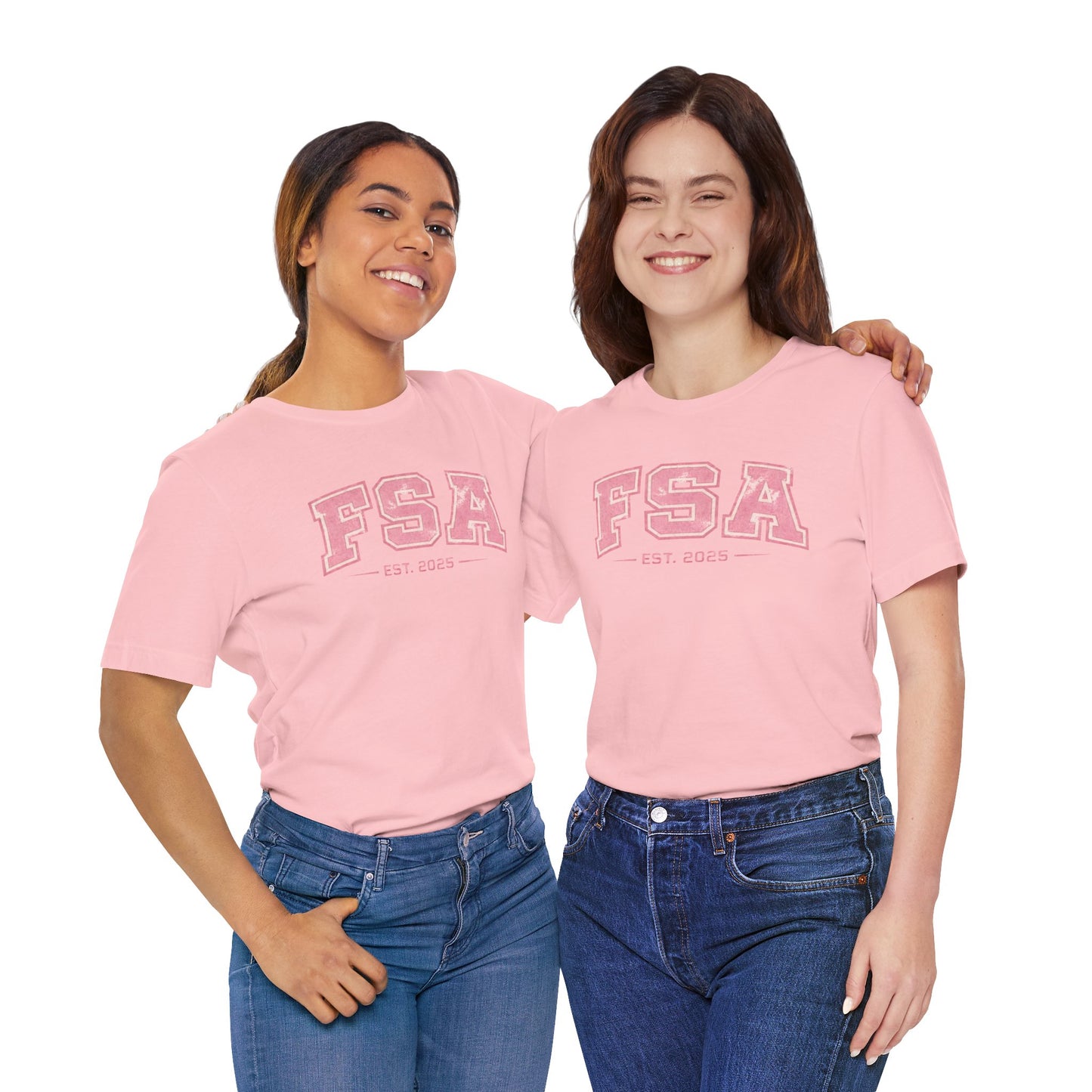 FSA Vintage Varsity Tee — Est. 2025 Pink College Shirt