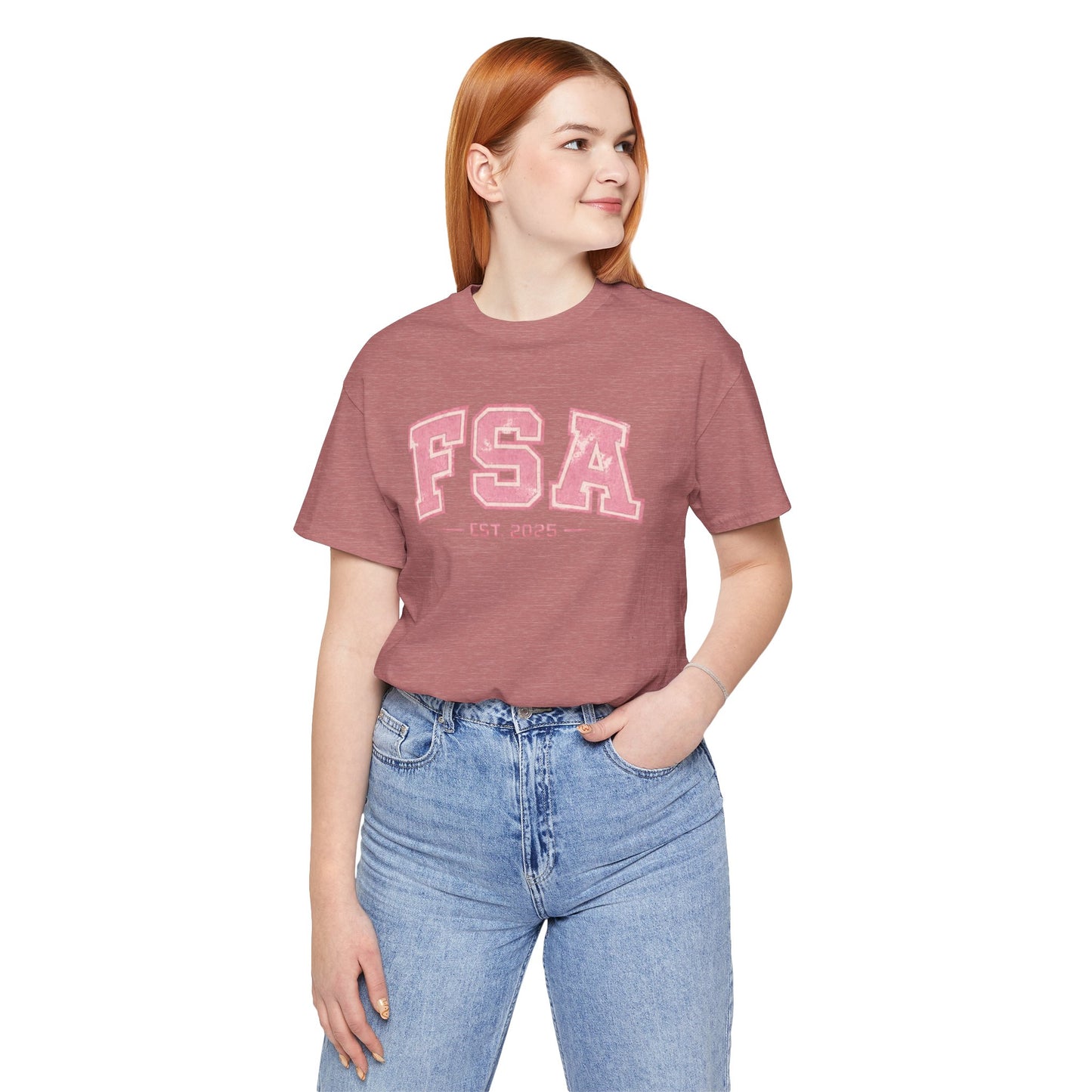 FSA Vintage Varsity Tee — Est. 2025 Pink College Shirt