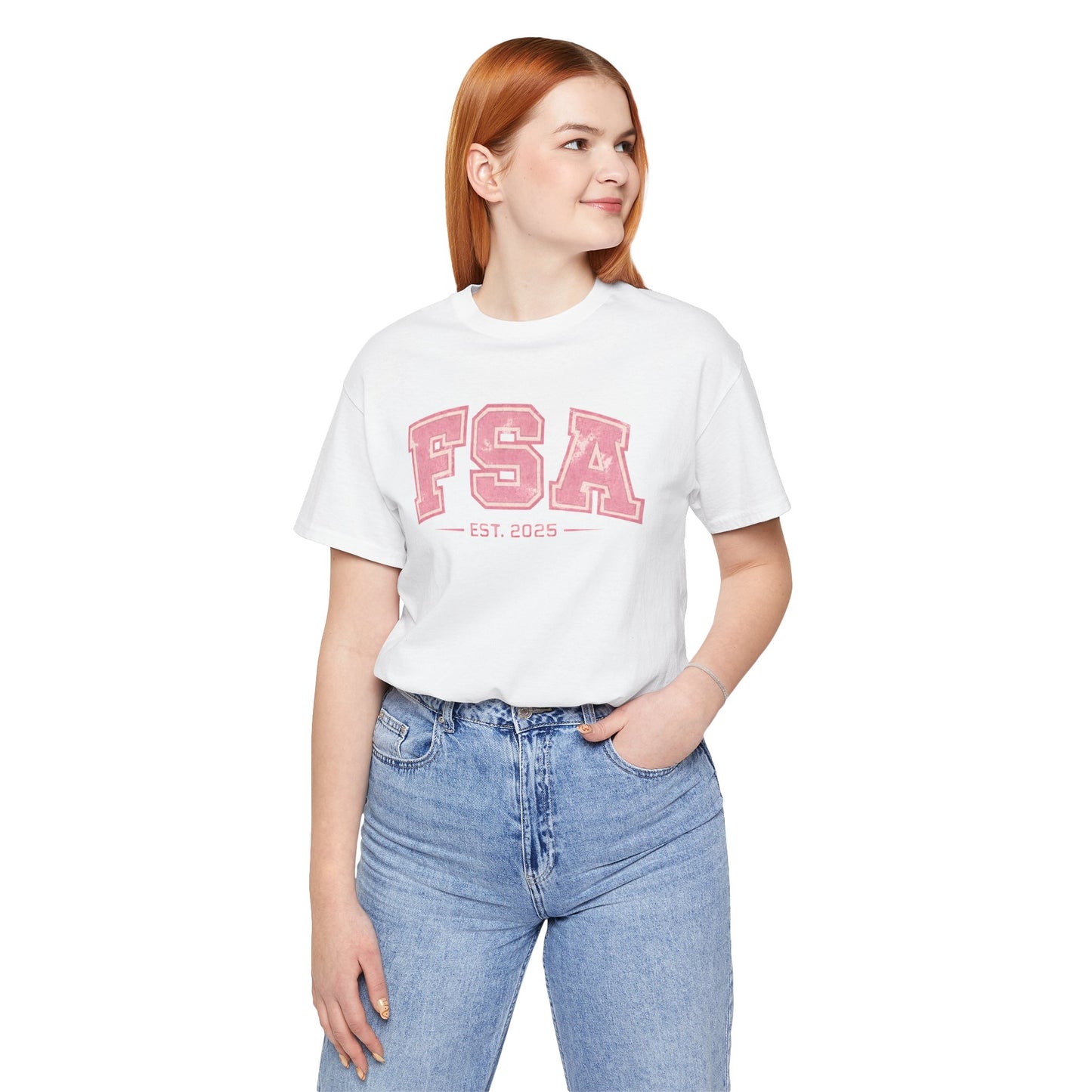 FSA Vintage Varsity Tee — Est. 2025 Pink College Shirt