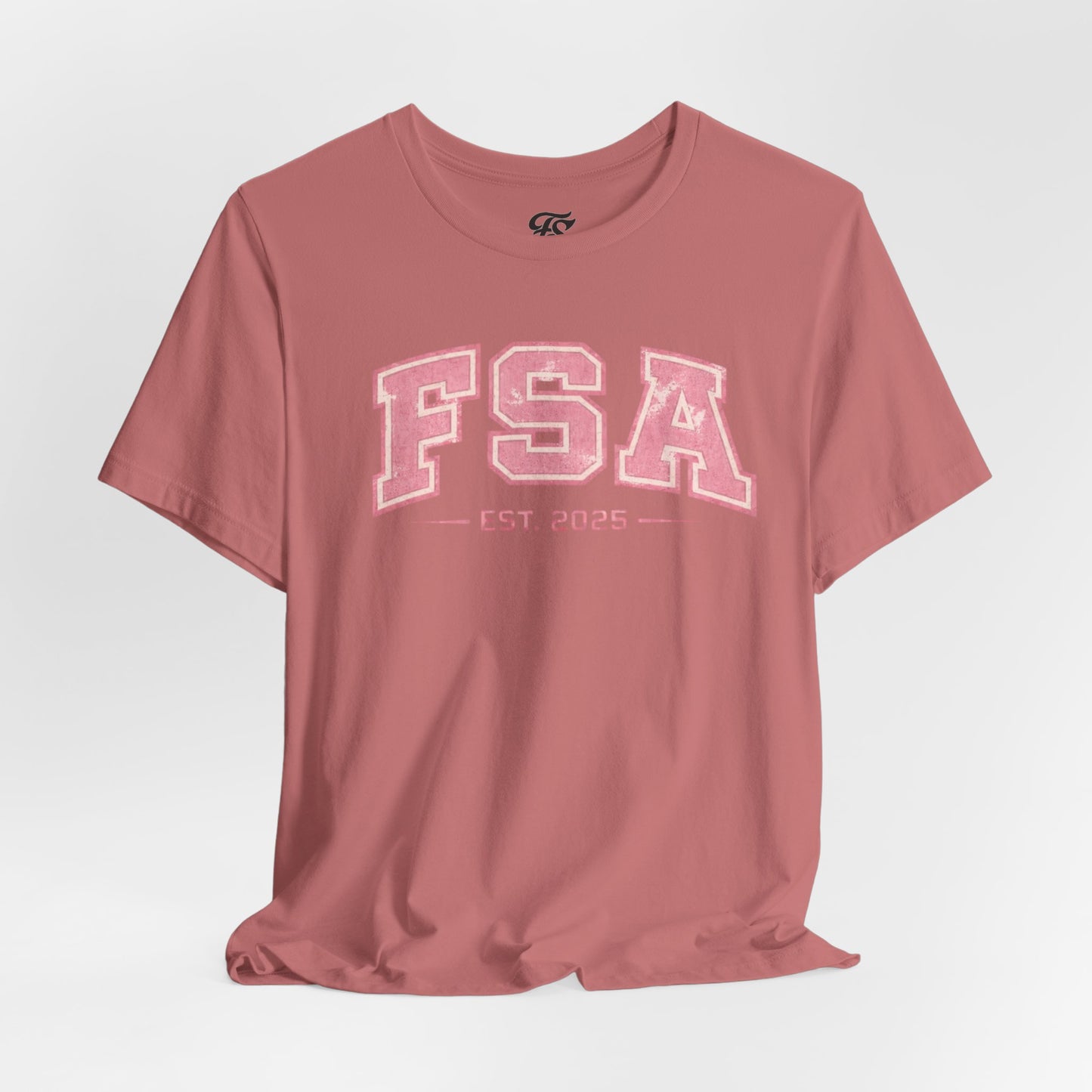FSA Vintage Varsity Tee — Est. 2025 Pink College Shirt