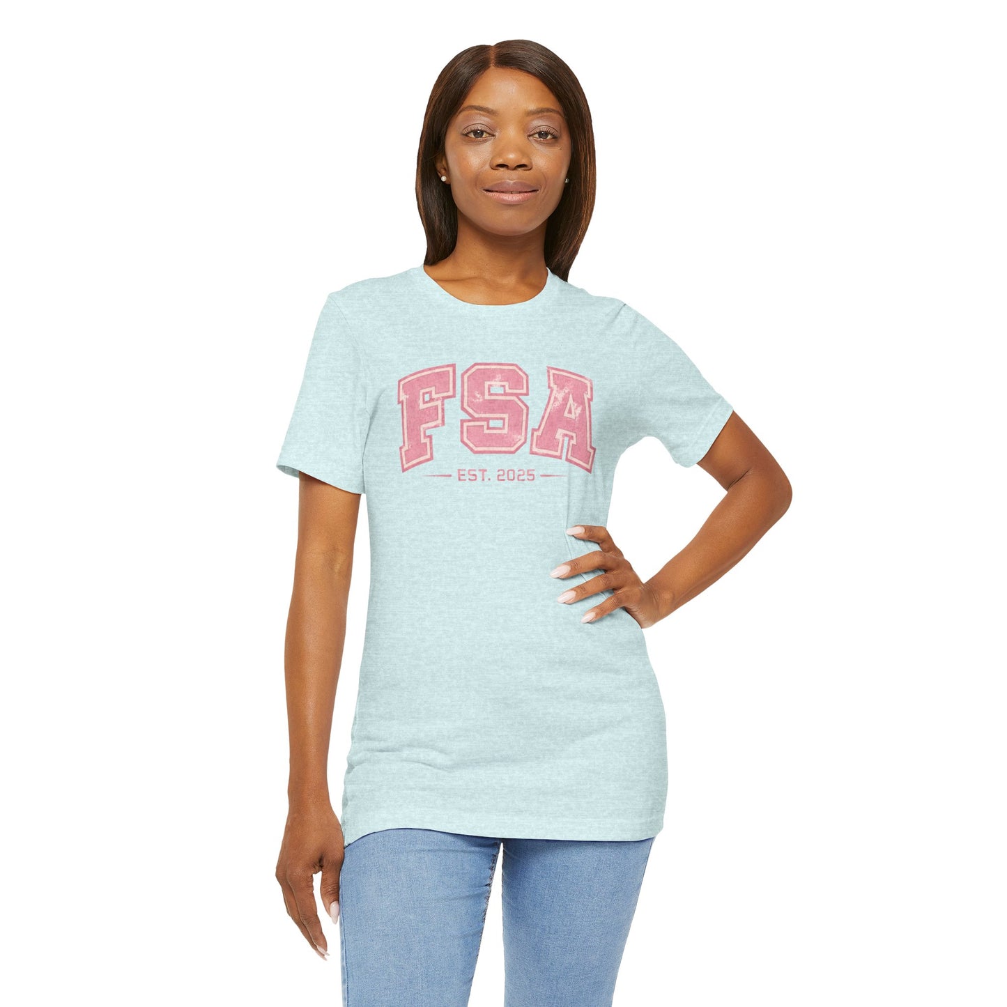 FSA Vintage Varsity Tee — Est. 2025 Pink College Shirt