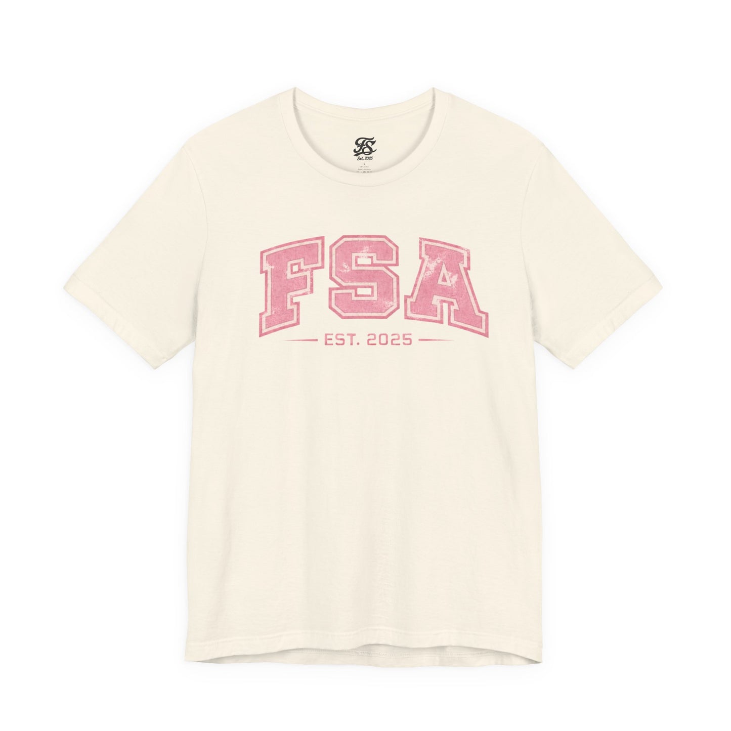 FSA Vintage Varsity Tee — Est. 2025 Pink College Shirt