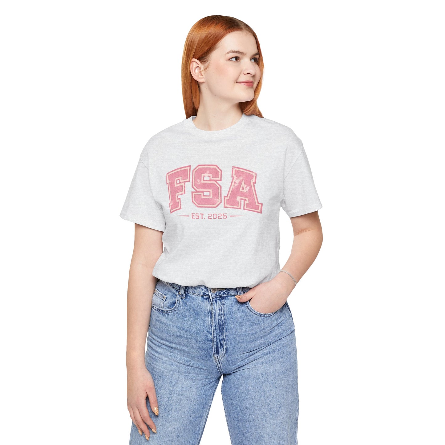 FSA Vintage Varsity Tee — Est. 2025 Pink College Shirt